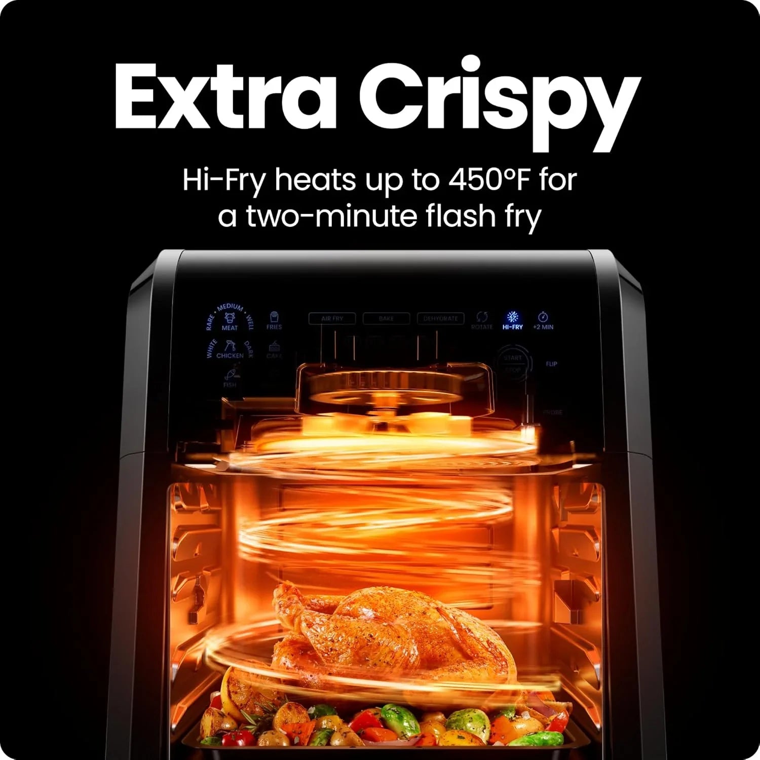 Friteuse à air CHEFMAN 12 pintes avec thermomètre de cuisson intelligent intégré, 28 préréglages à écran tactile, gril, déshydrateur et four