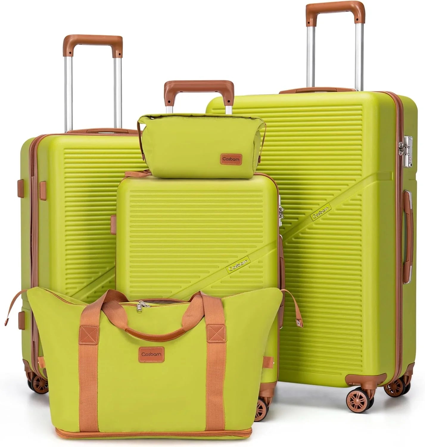 Ensemble de 5 valises à roulettes pivotantes, valises rigides en ABS avec serrure TSA, valise de voyage légère et étanche, unisexe, gris