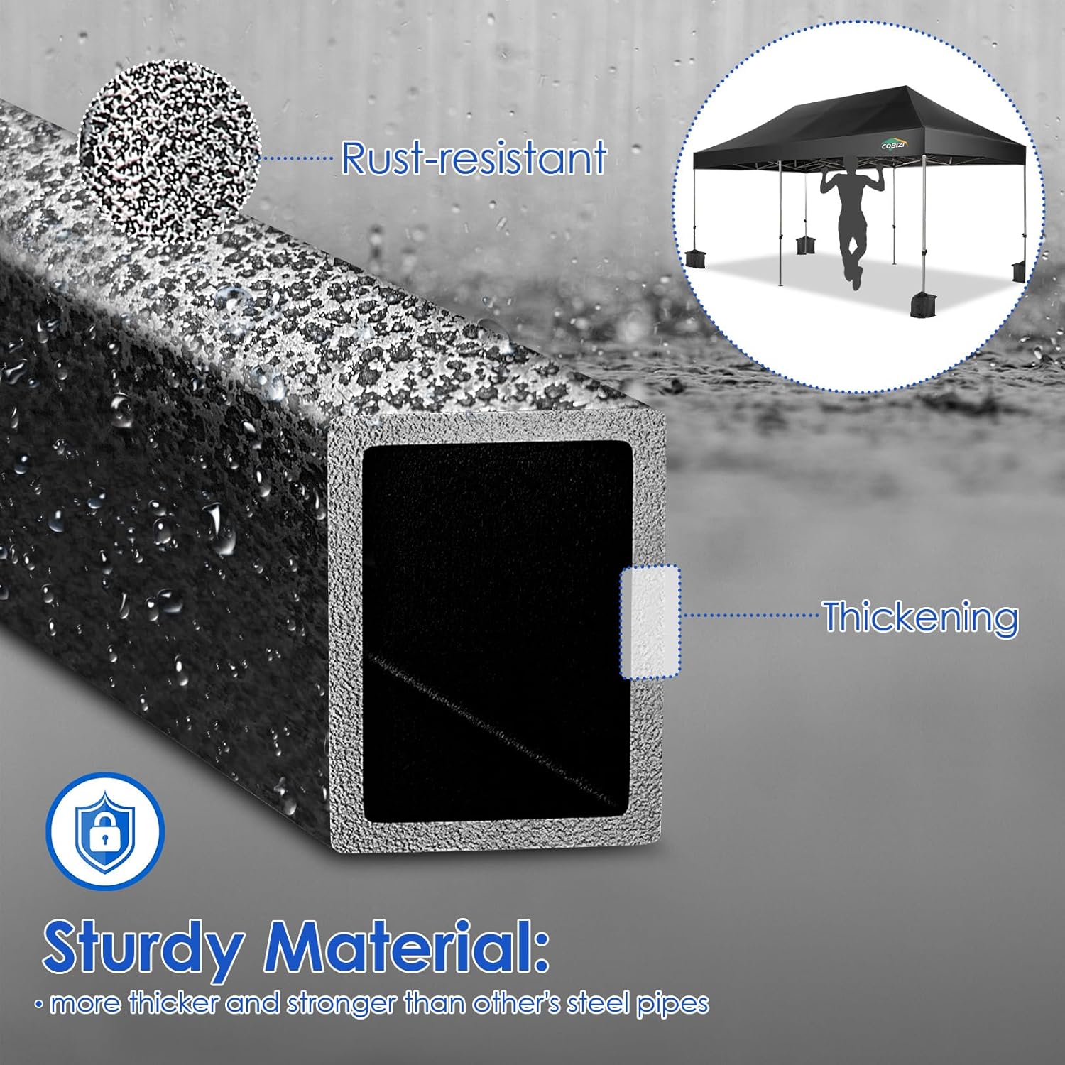 Tente pop-up robuste COBIZI 10x20 avec 6 parois latérales, facile à installer