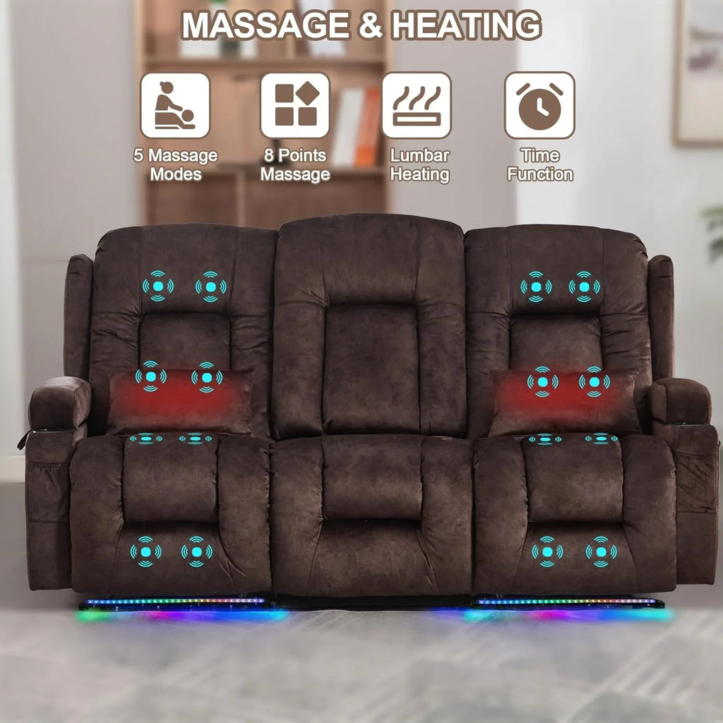 Canapé inclinable électrique TUNYI avec fonctions massage et chauffage, siège home cinéma avec console, canapé inclinable électrique pour camping-car