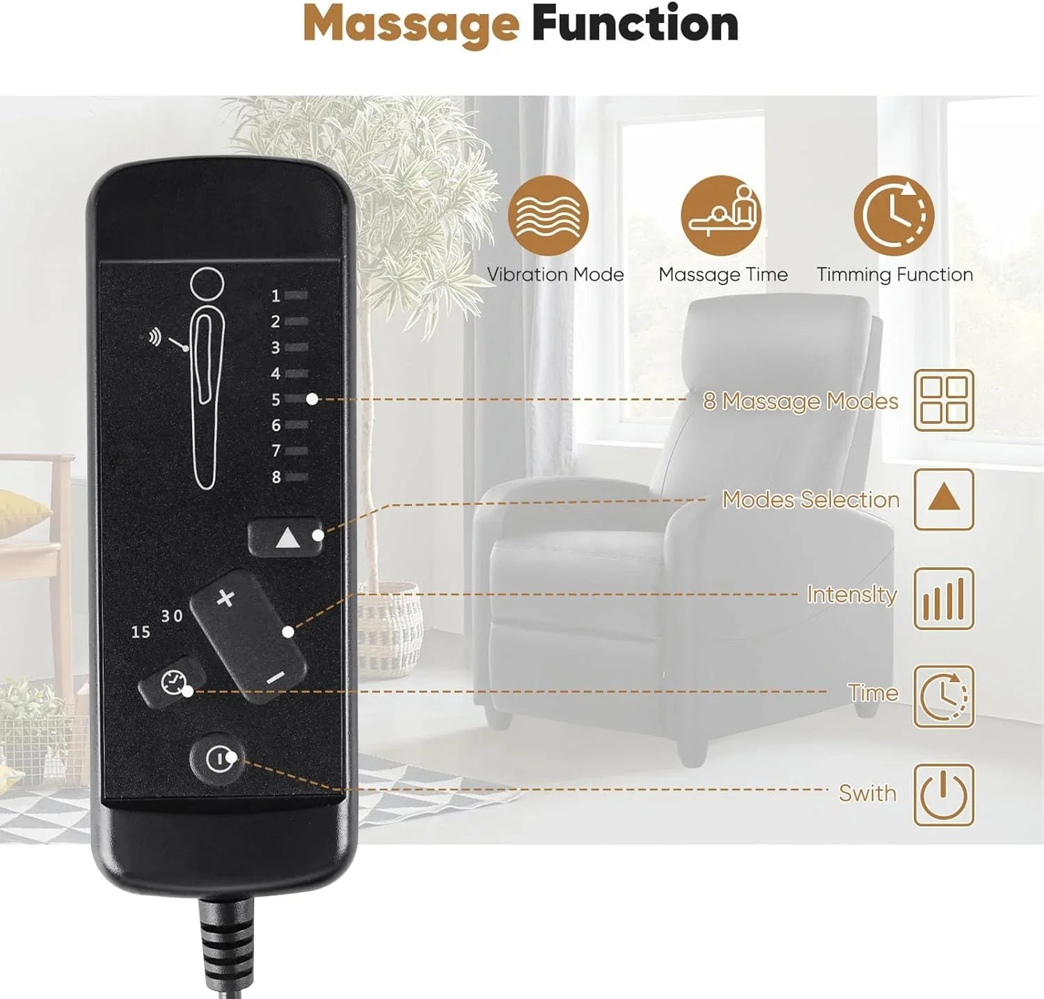 Adult recliner, living room massage recliner, adjustable home theater chair single sofa