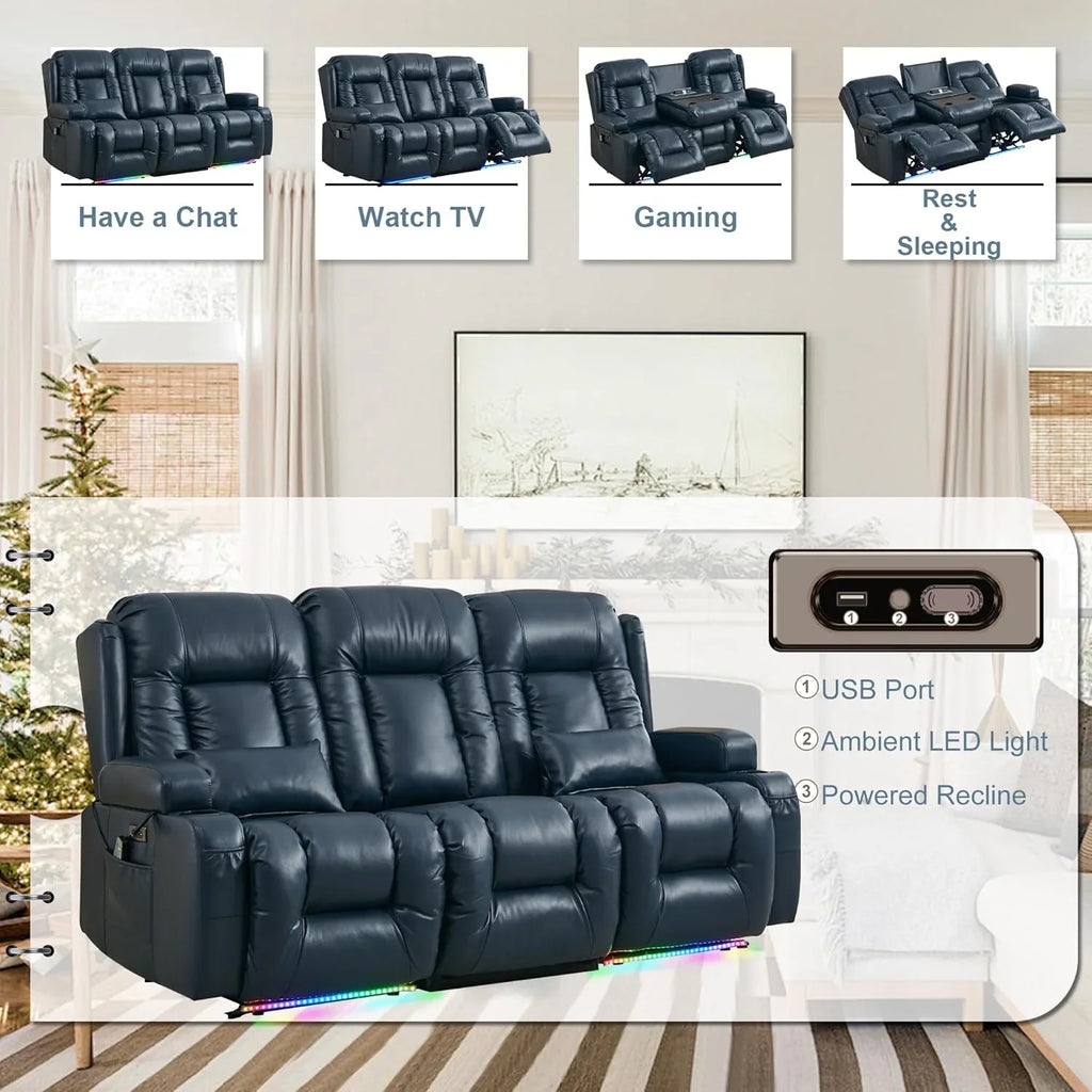 Canapé inclinable électrique TUNYI avec fonctions massage et chauffage, siège home cinéma avec console, canapé inclinable électrique pour camping-car