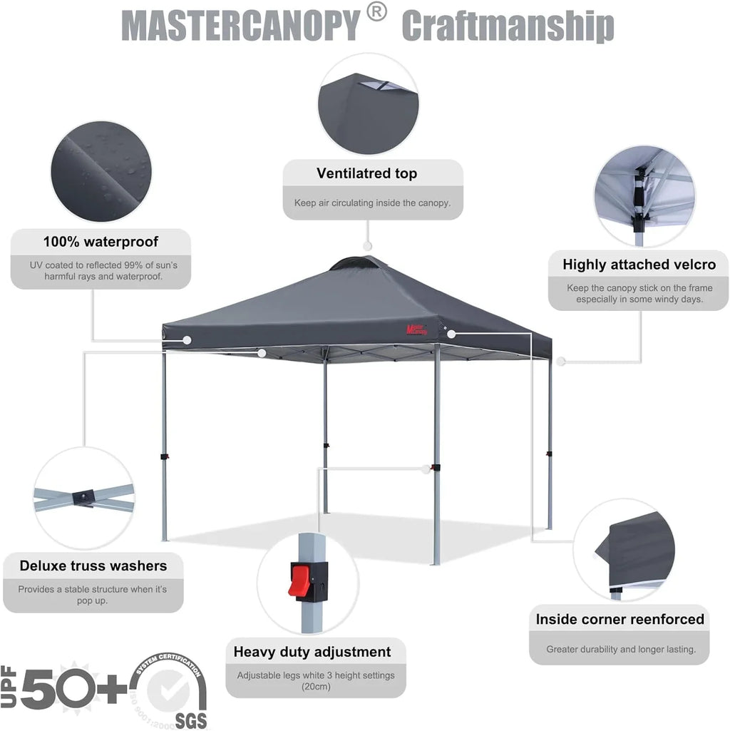 Tente pop-up robuste avec sac à roulettes (10 x 10, noir)
