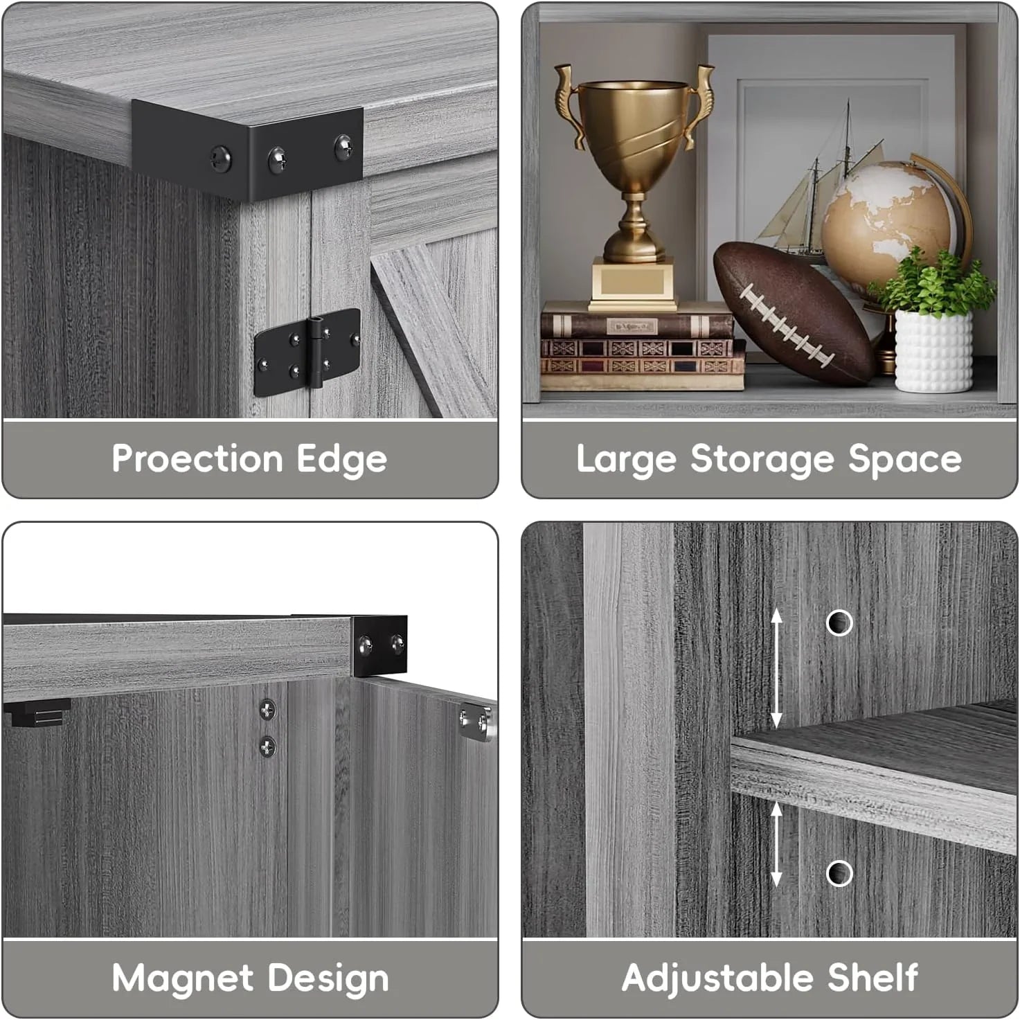 YESHOMY Meuble TV avec cheminée et deux portes de grange, armoires de rangement pour téléviseurs jusqu'à 65 pouces et plus, console de divertissement, meuble multimédia pour salon, 58 pouces