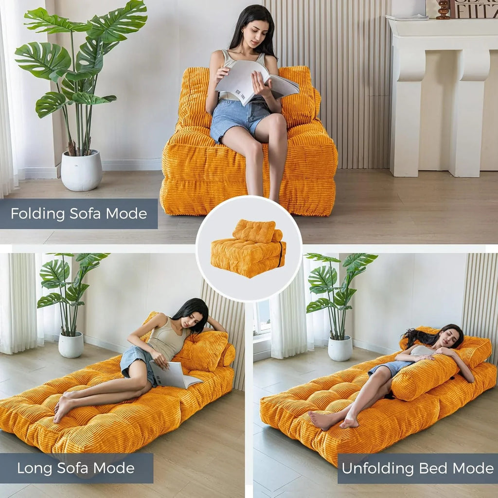 Canapé-lit pliant MAXYOYO, fauteuil convertible avec oreiller, matelas pliable avec support dorsal, fauteuil-lit pliant portable