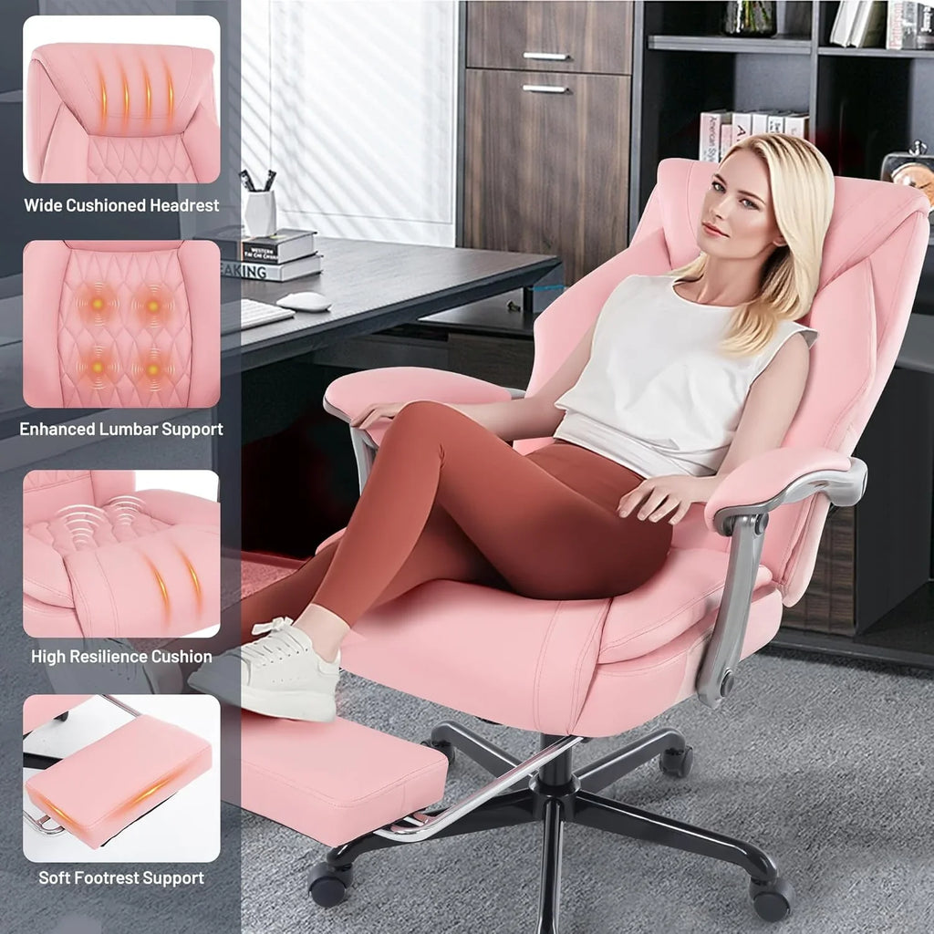 Fauteuil de bureau massant avec chauffage et repose-pieds Fauteuil de bureau ergonomique inclinable pour cadres