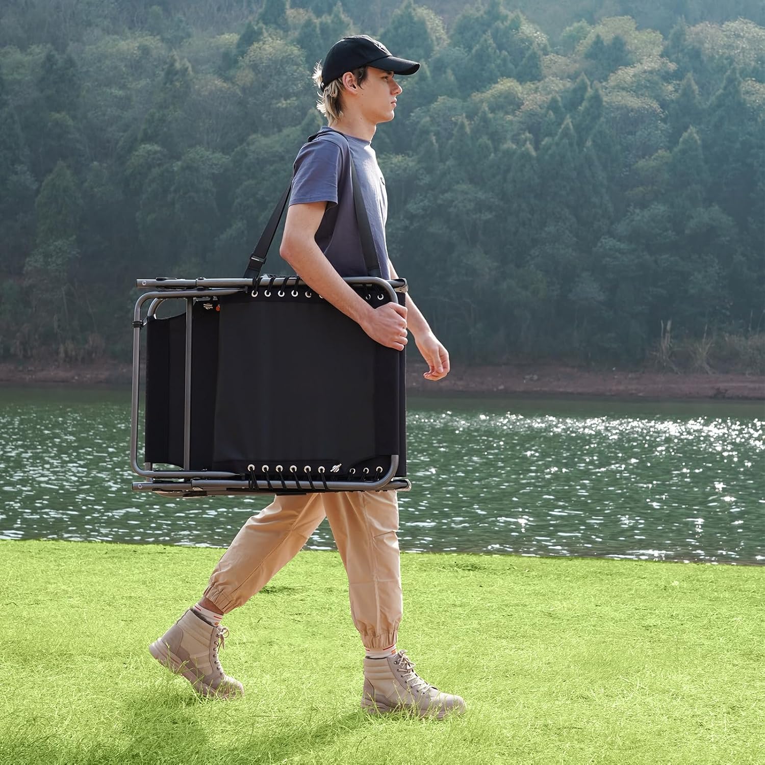 Lot de 2 chaises longues d'extérieur - Chaise longue pliante portable pour patio, piscine, camping, inclinable et réglable sur 5 positions