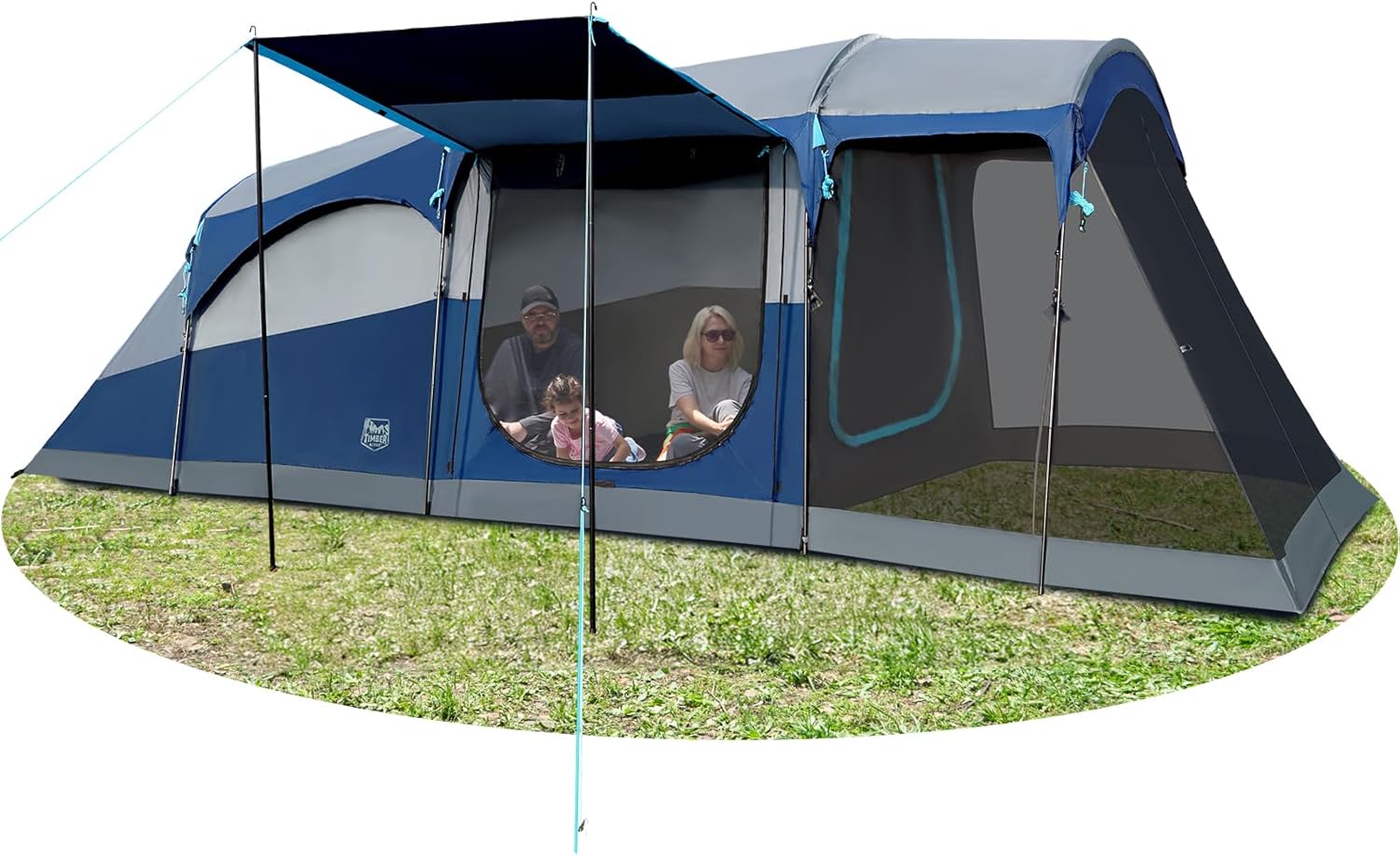 Tente de camping familiale TIMBER RIDGE pour 8 personnes avec moustiquaire, tente à double paroi imperméable et résistante aux intempéries Grande tente familiale