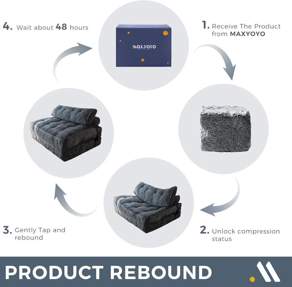 Canapé-lit pliant MAXYOYO, fauteuil convertible avec oreiller, matelas pliable avec support dorsal, fauteuil-lit pliant portable