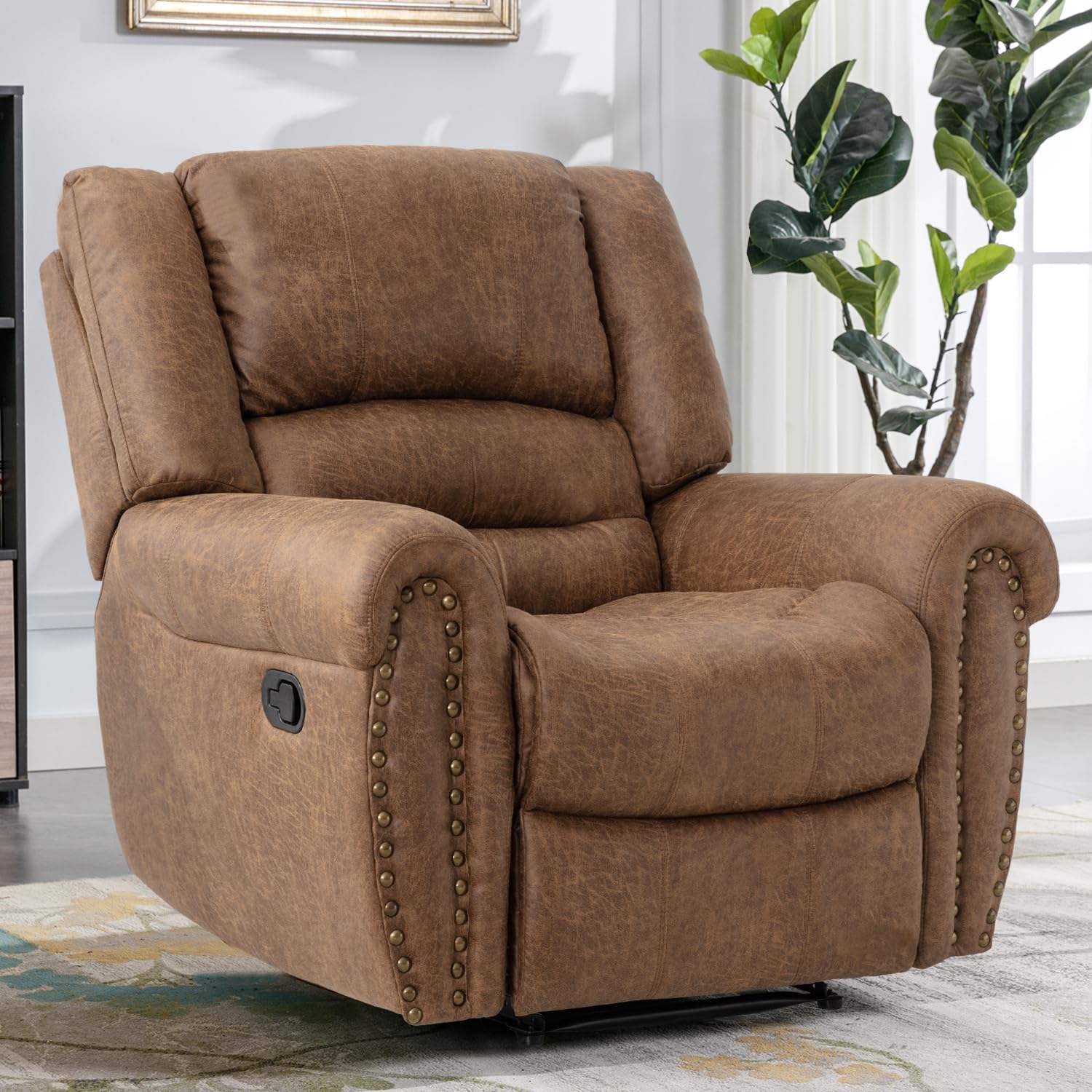 Fauteuil inclinable en cuir, fauteuil inclinable manuel traditionnel classique, canapé simple pour le salon