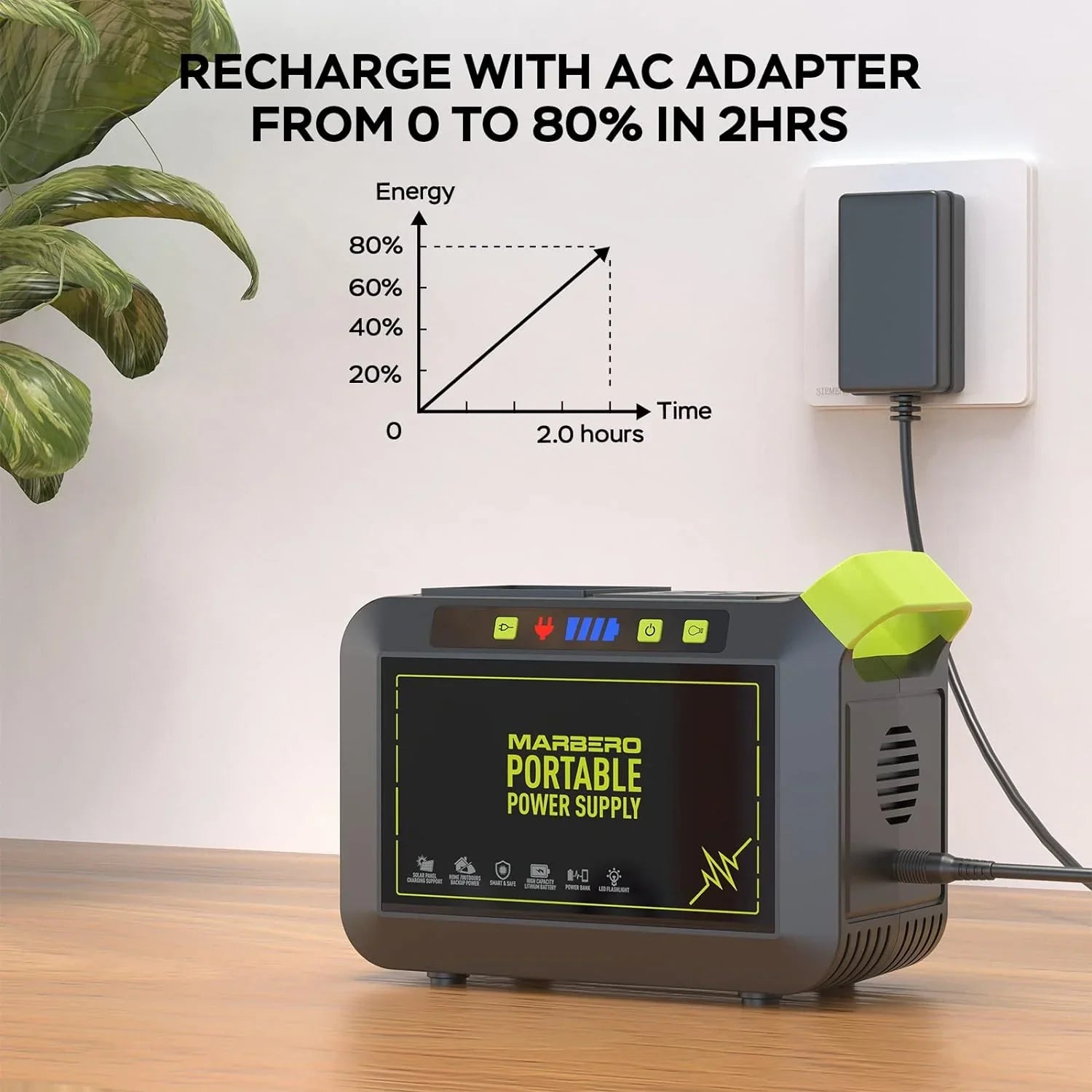 Centrale électrique portable 88 Wh, générateur solaire au lithium pour camping, charge rapide avec prise secteur, batterie externe de 120 W de pointe