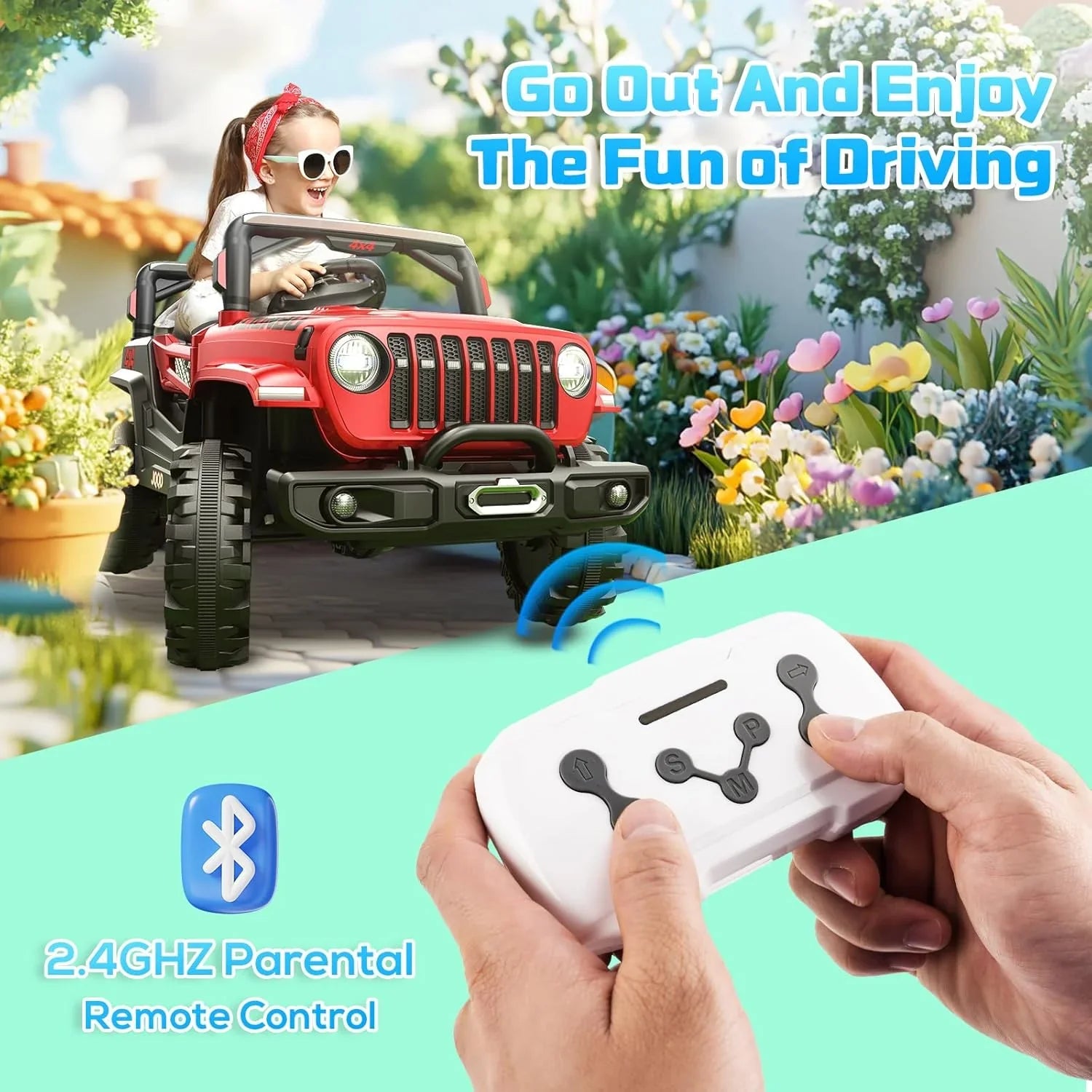 Camion de conduite pour enfants SEALIGHT 12 V, modèle 380 W, moteur, fonction de freinage d'urgence