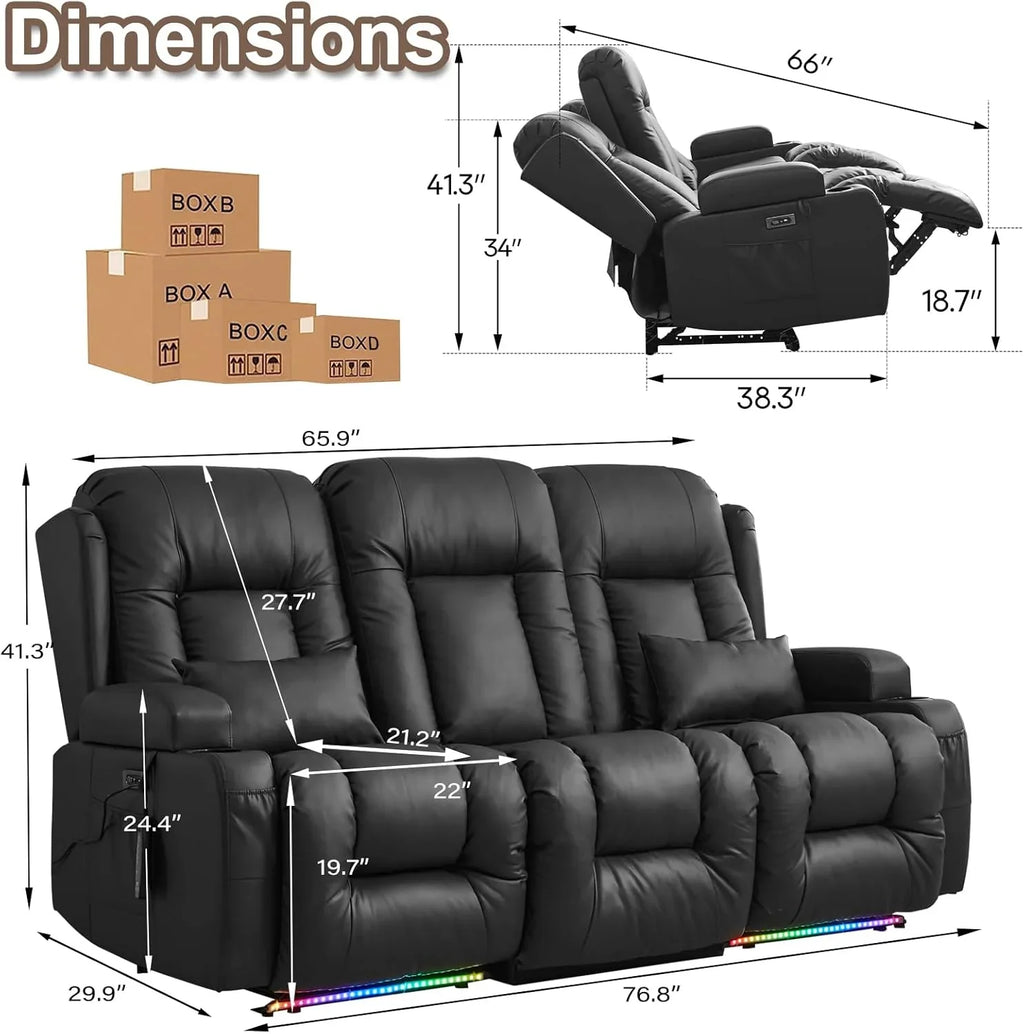 Canapé inclinable électrique TUNYI avec fonctions massage et chauffage, siège home cinéma avec console, canapé inclinable électrique pour camping-car