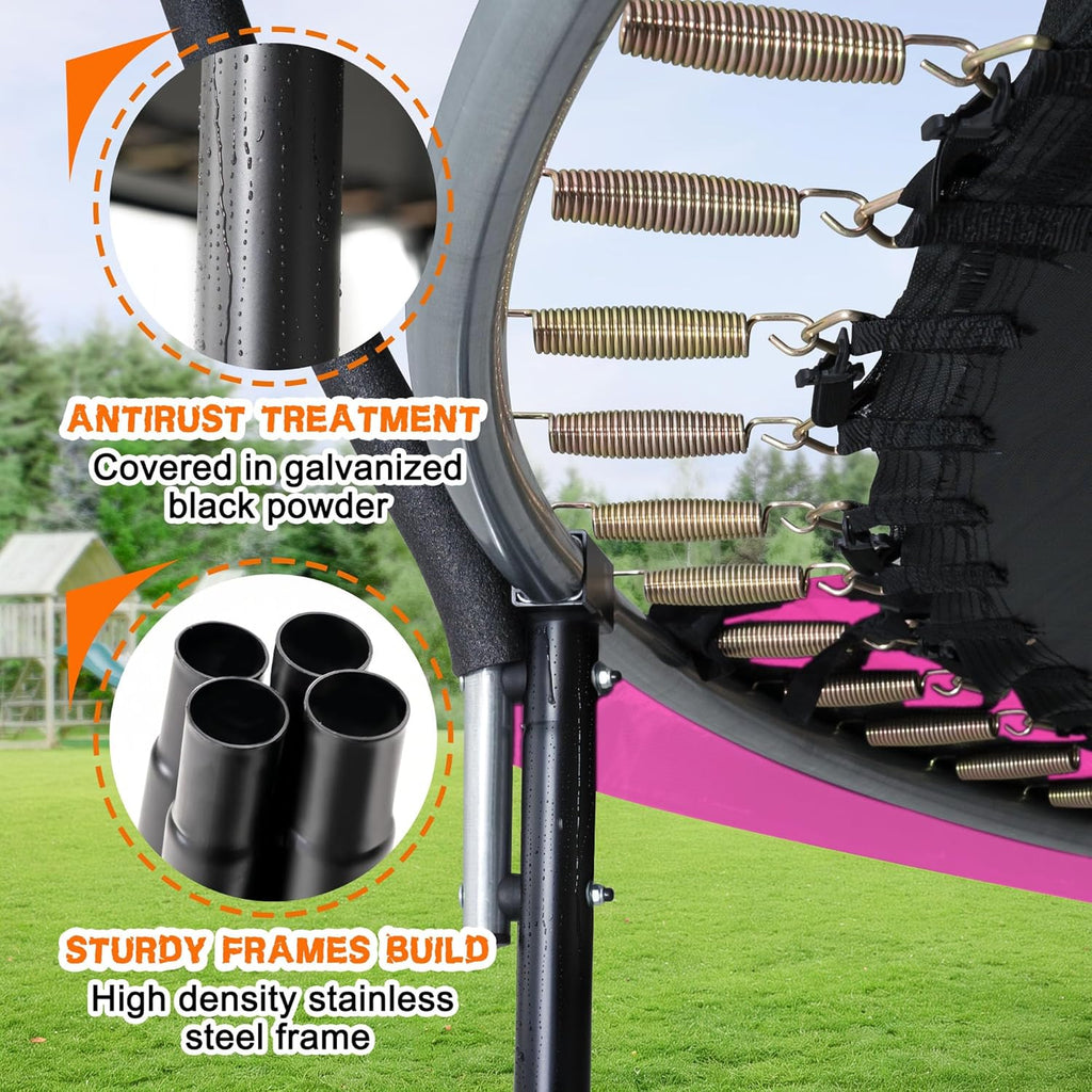 Trampoline Trampoline de loisirs avec filet de clôture et échelle, trampoline d'extérieur antirouille pour enfants et adultes