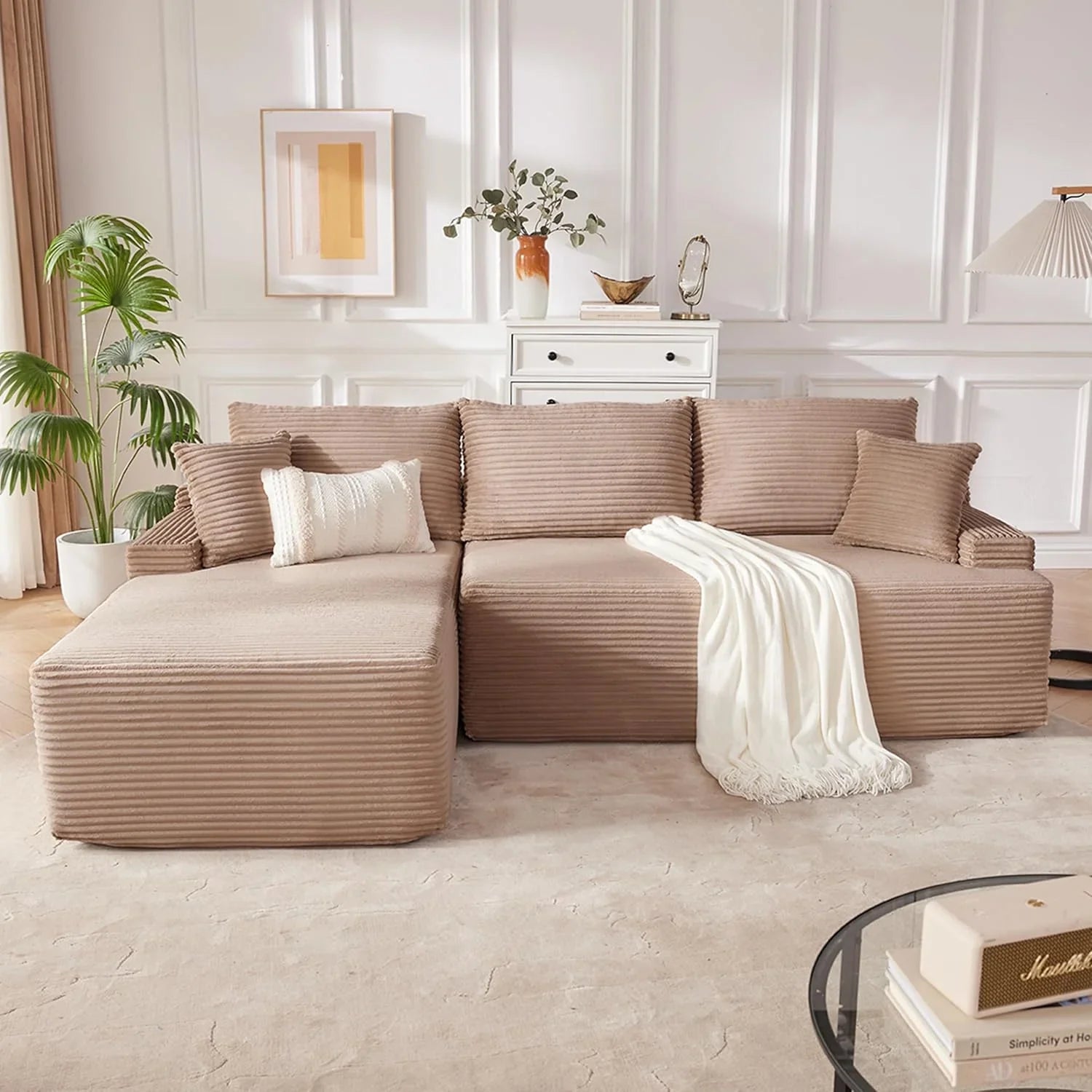 Canapé nuage de 110 pouces, canapé désossé dans le salon, canapé modulable avec sièges profonds