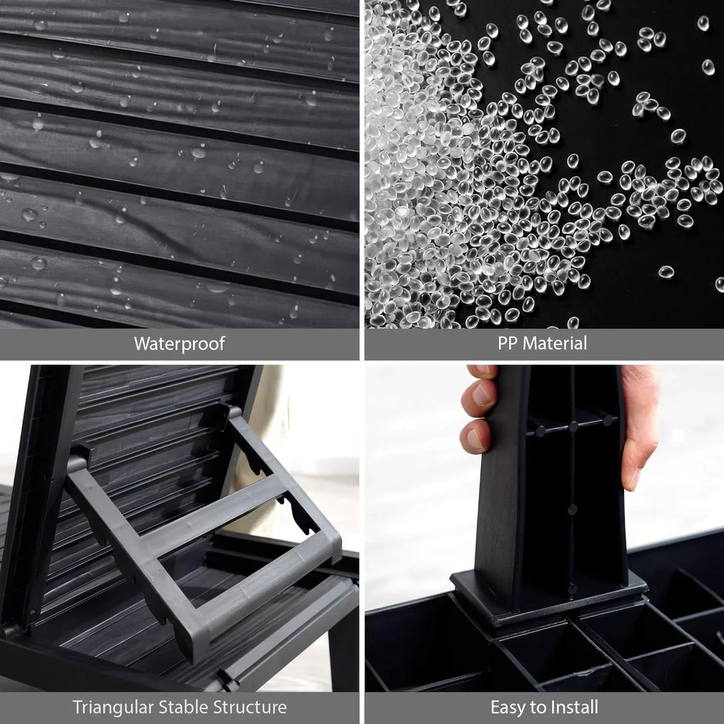 Chaises de patio - Ensemble de 2 chaises longues noires pour l'extérieur, chaise longue de jardin légère