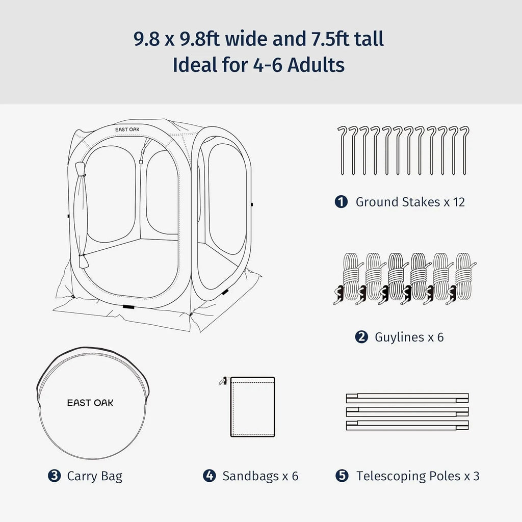 Tente moustiquaire EAST OAK, moustiquaire portable, 3 x 3 m, avec sac de transport