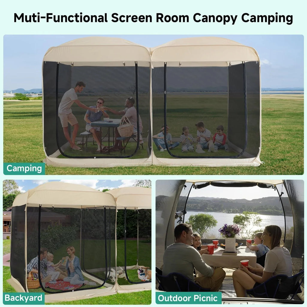 Gazebo Alvantor Screen House, tente à auvent abri igloo escamotable pour 6-10-15 personnes