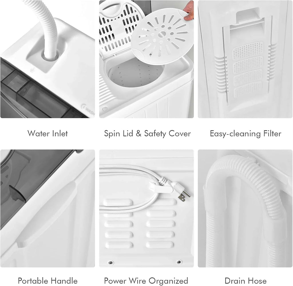 Machine à laver à double cuve Costway, capacité de 26 lb, 18 lb, petite machine à laver portable de 8 lb