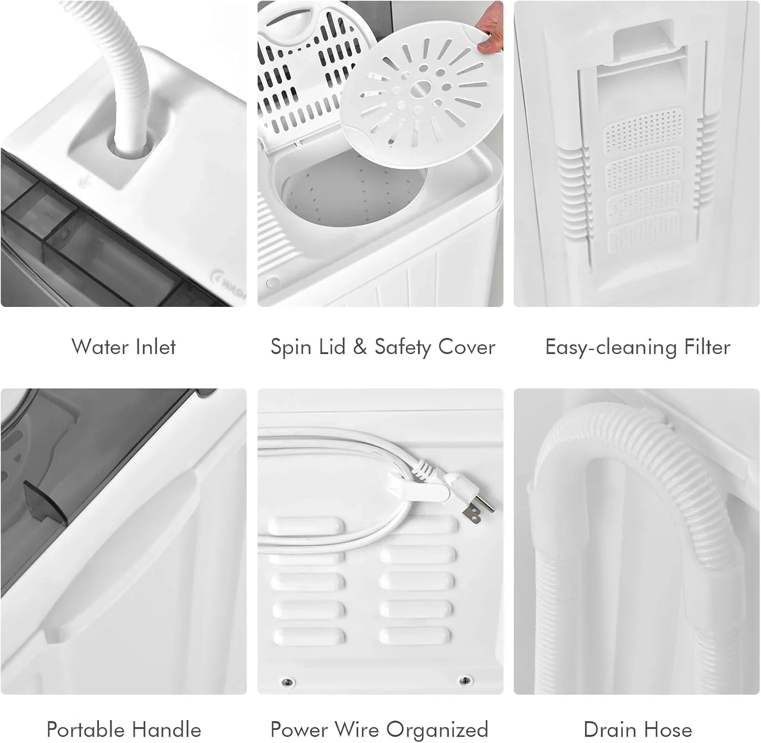 Machine à laver à double cuve Costway, capacité de 26 lb, 18 lb, petite machine à laver portable de 8 lb