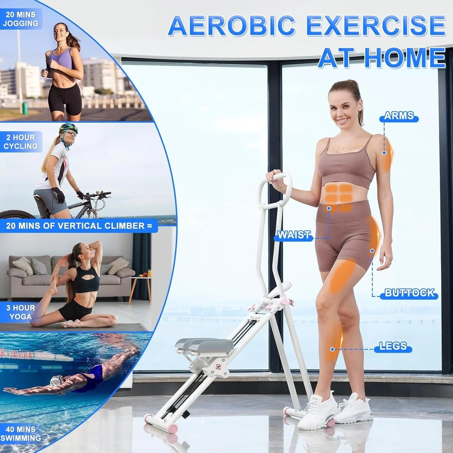 Stepper de gym à domicile, équipement cardio pliable, machine monte-escaliers