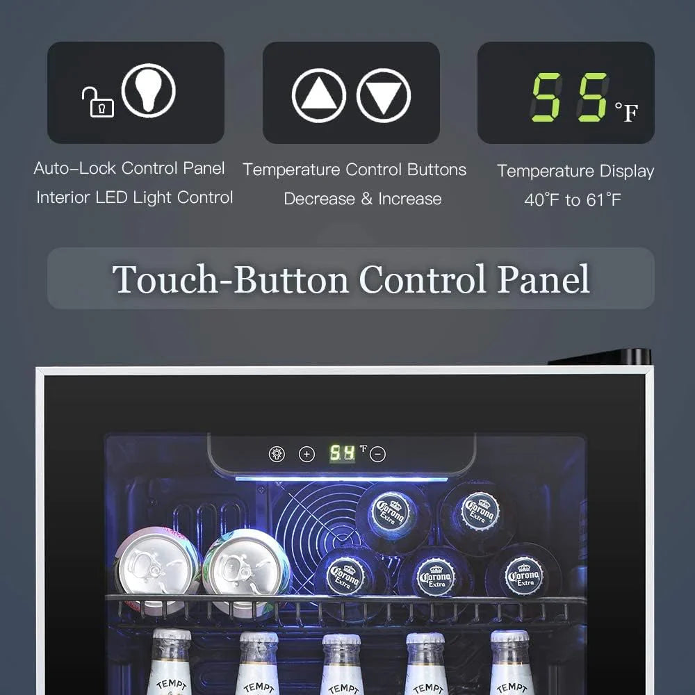 Réfrigérateur à boissons NJStar 68 canettes, mini-réfrigérateur à porte vitrée pour bière, boissons et vin, petit réfrigérateur autonome