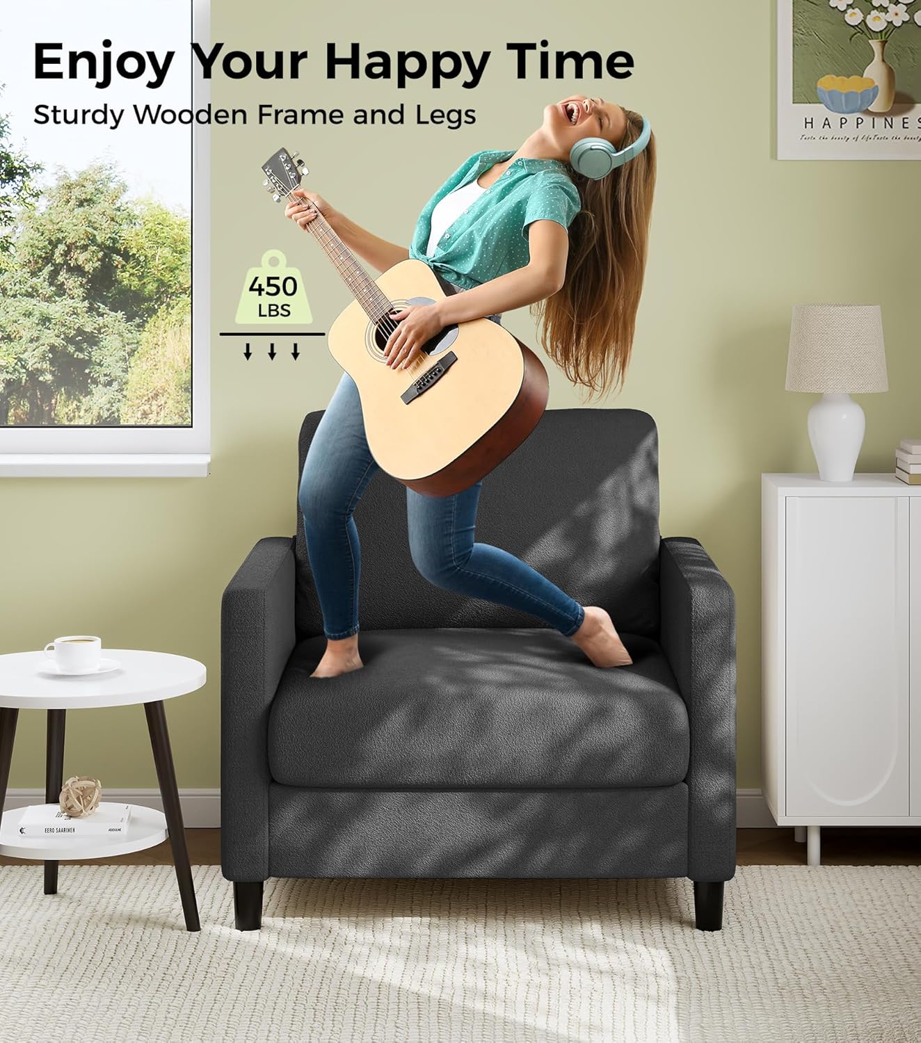 Causeuse de 51 pouces, causeuse confortable en velours côtelé