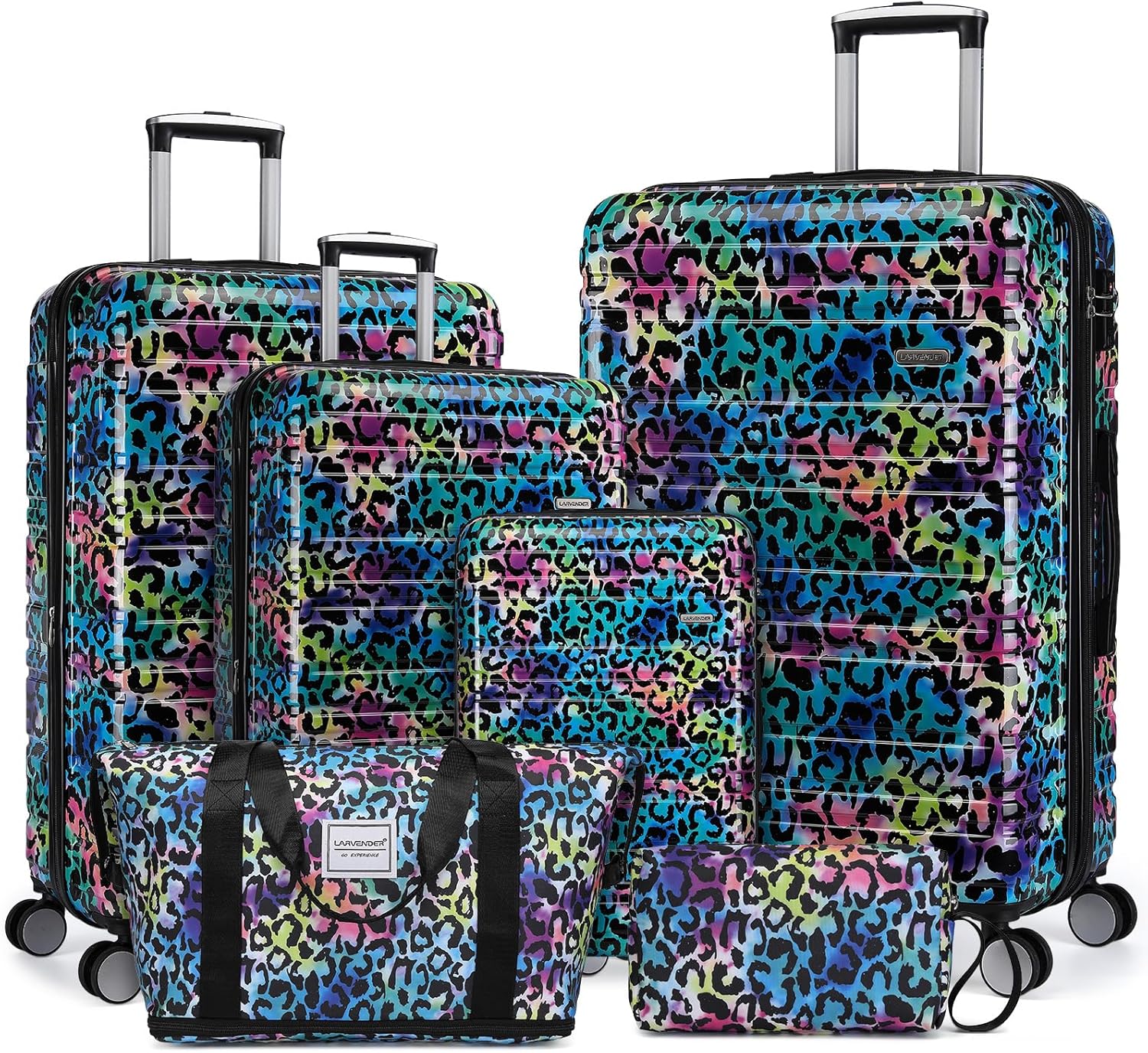 Ensemble de bagages 6 pièces, ensemble de valises rigides extensibles avec roulettes pivotantes, ensemble de bagages à roulettes légers