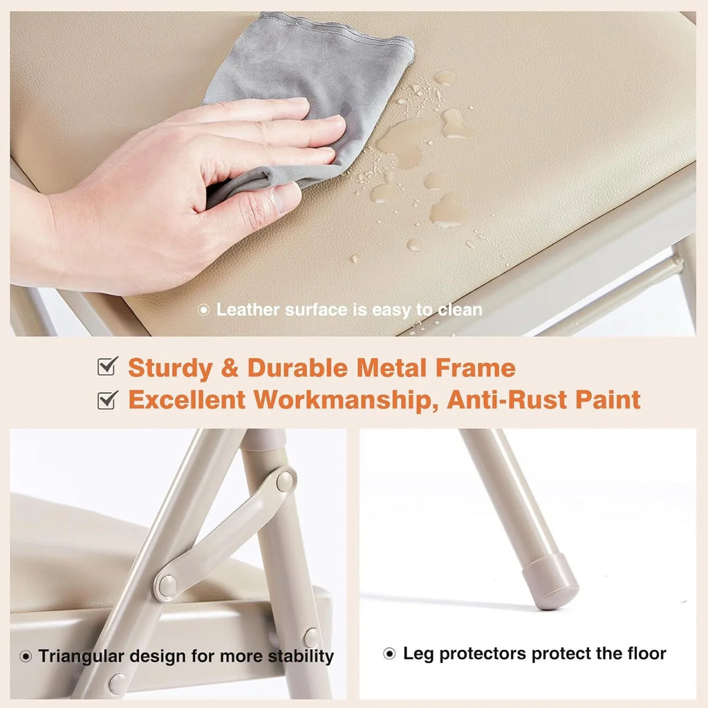 Lot de 12 chaises pliantes Sweetcrispy, rembourrées en cuir, robustes et pliables en métal.