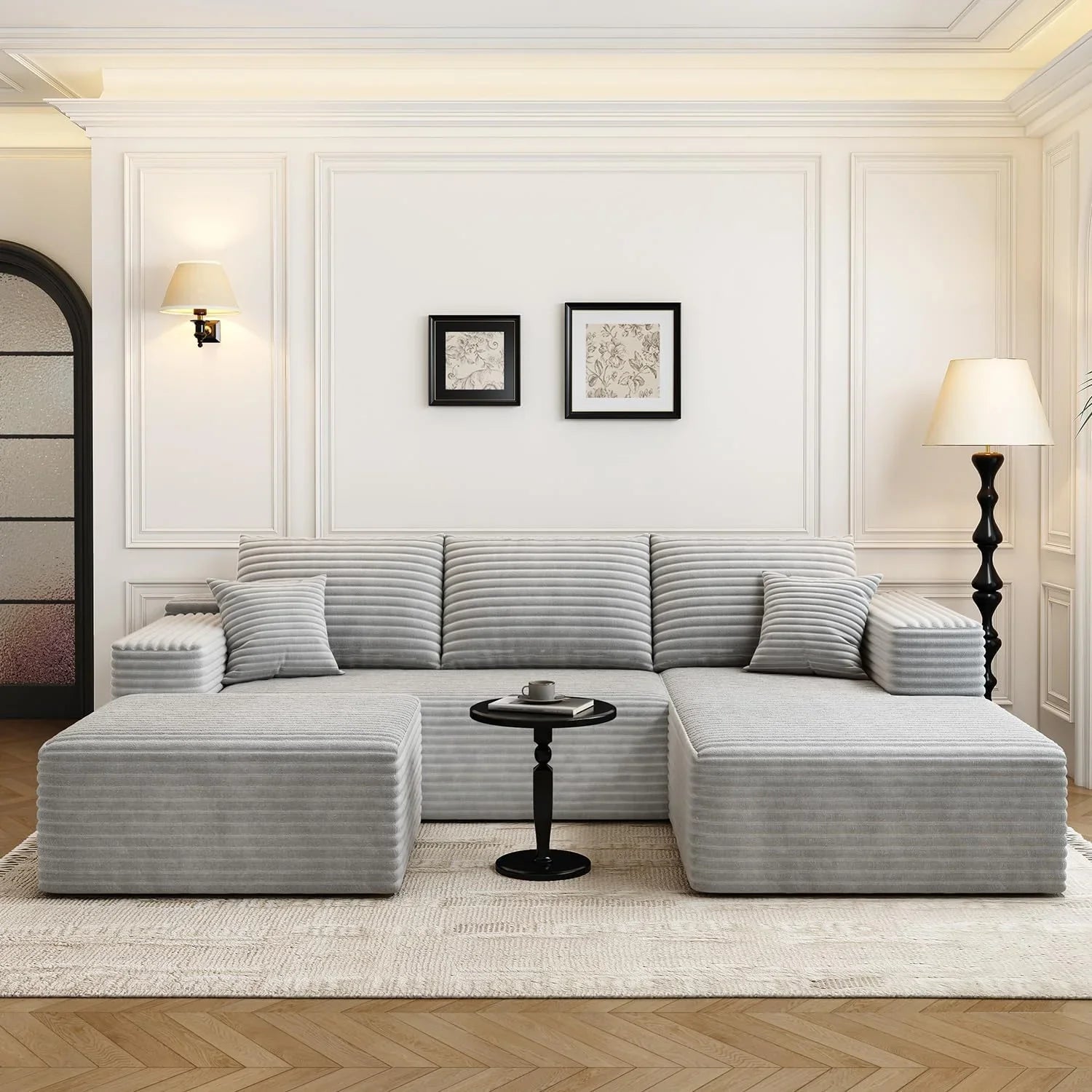 Canapé modulaire sectionnel Cloud de 107,5 pouces avec chaise longue en L, canapé rembourré minimaliste moderne, canapé d'angle à assise profonde