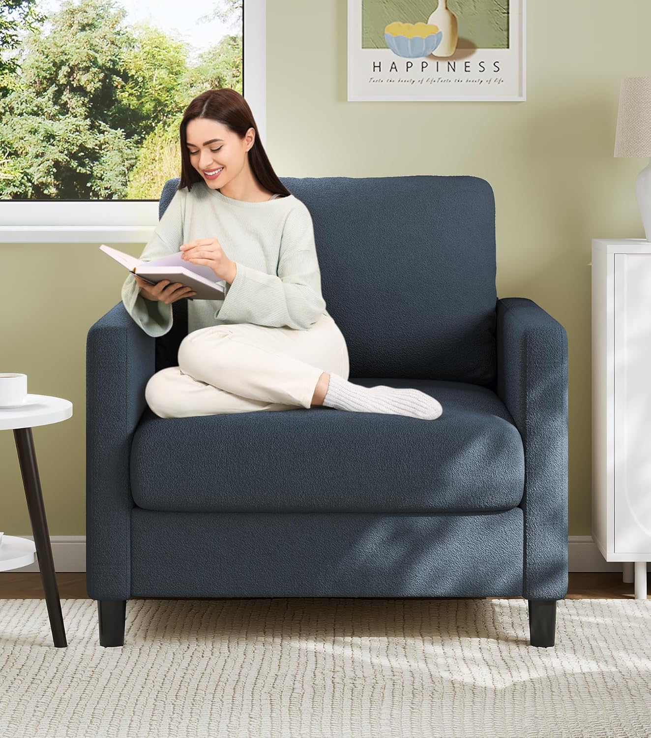 Causeuse de 51 pouces, causeuse confortable en velours côtelé