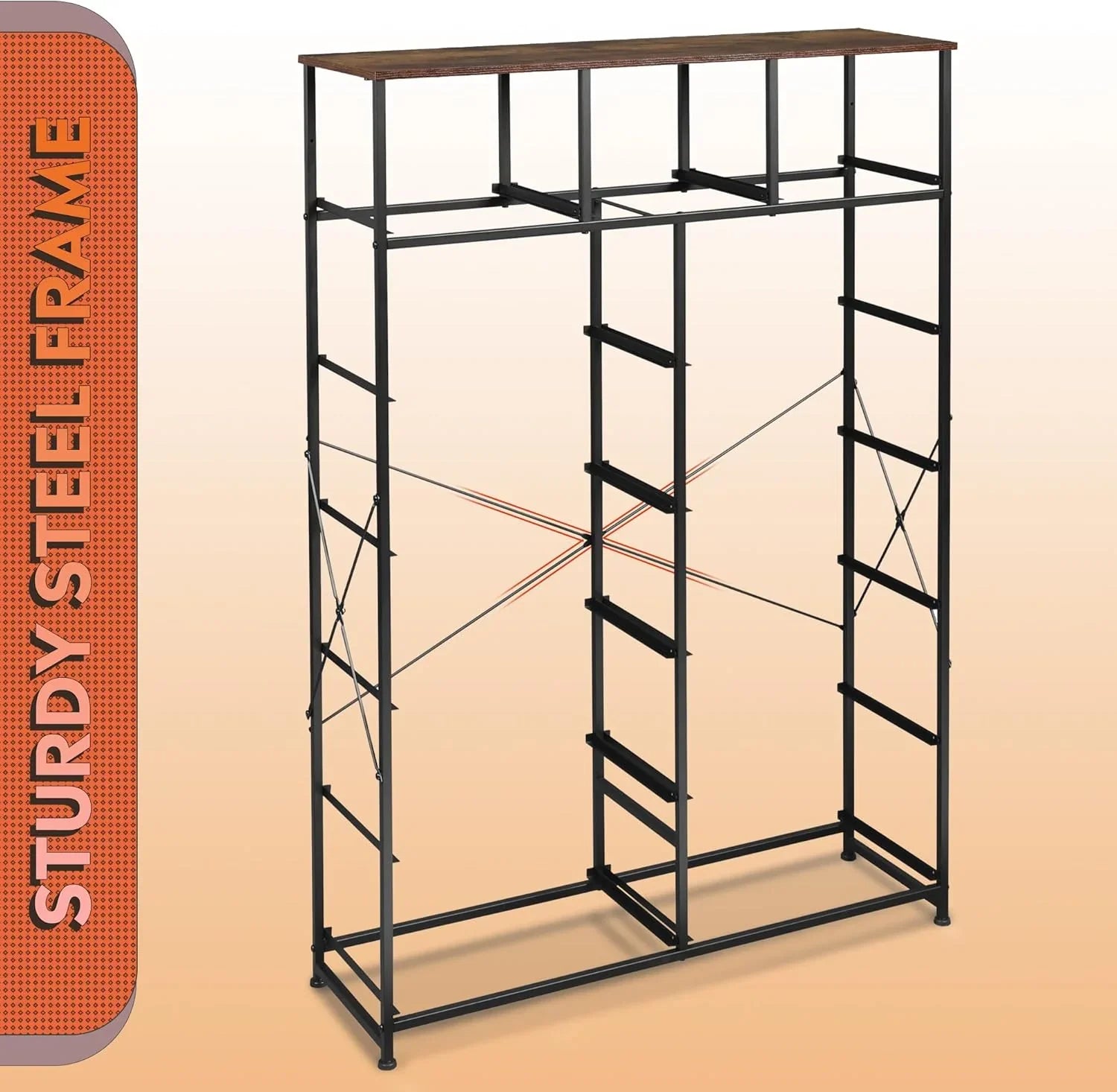 Meuble de rangement WLIVE avec 13 bacs en tissu, tiroirs de rangement avec cadre en acier, grande tour de rangement pour salon, couloir, bureau, noir anthracite