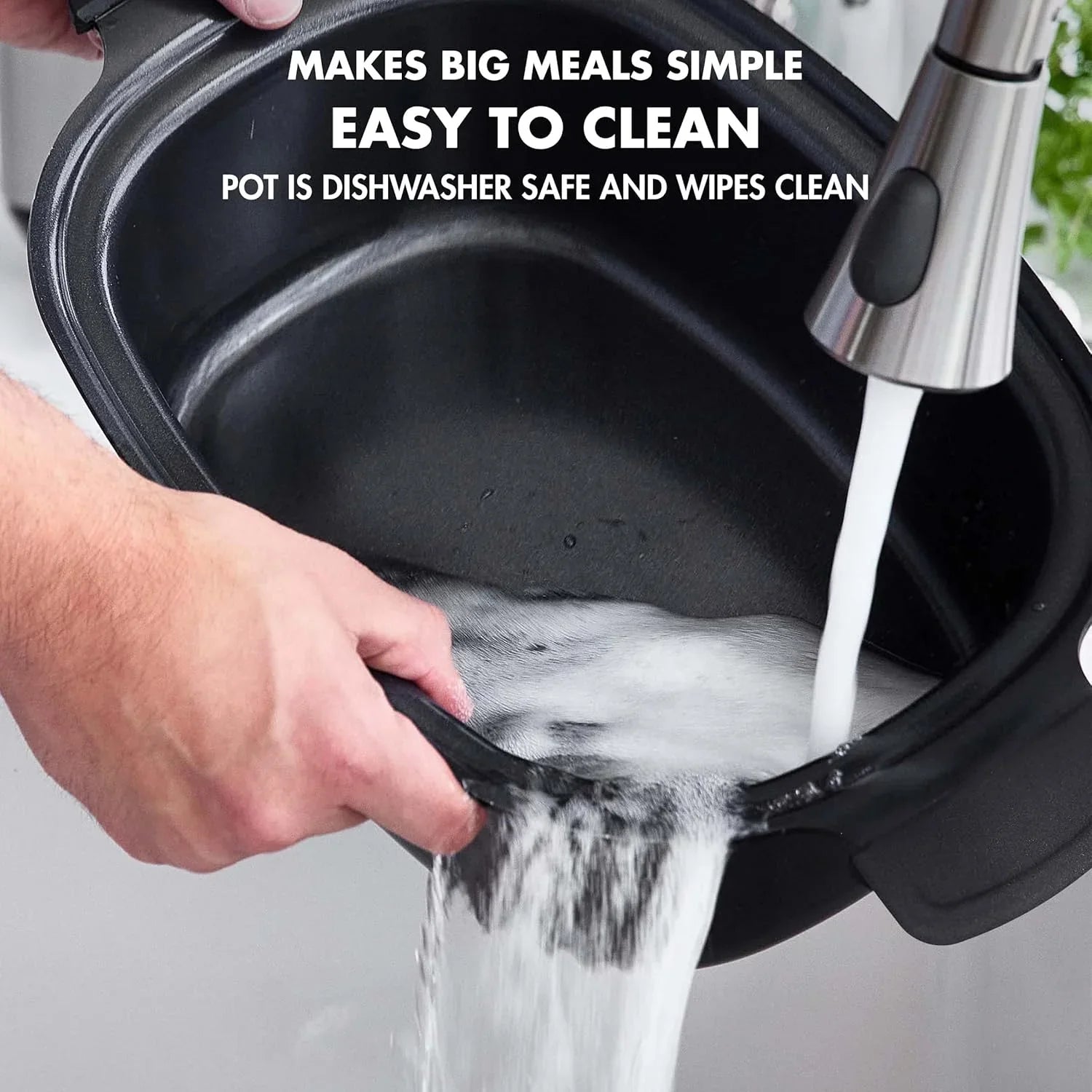 Mijoteuse électrique programmable 8 en 1 de 6 litres avec couvercle lavable au lave-vaisselle et base amovible