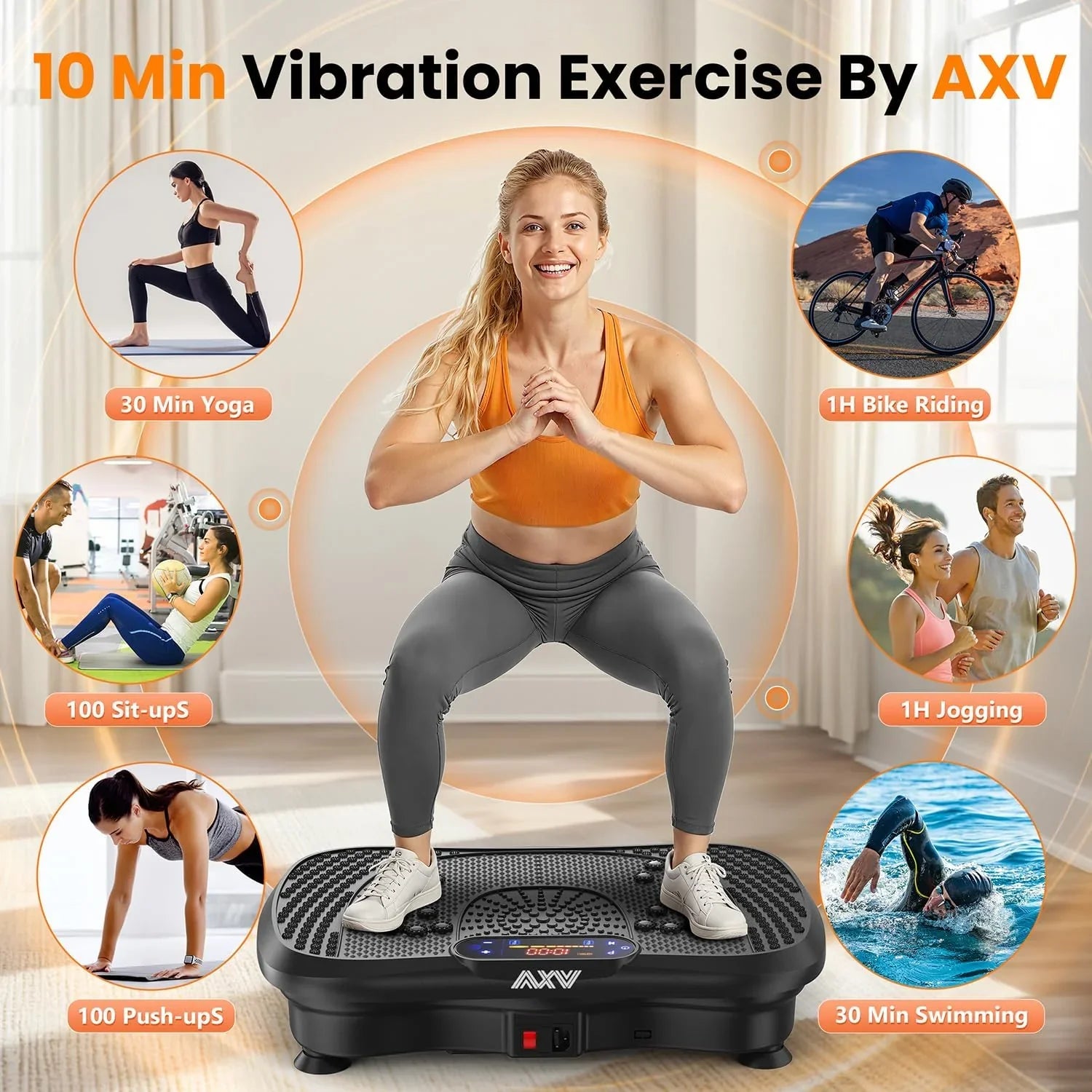 Plateforme de fitness à plateforme vibrante AXV Convient aux hommes et aux femmes pour perdre du poids et brûler les graisses à la salle de sport