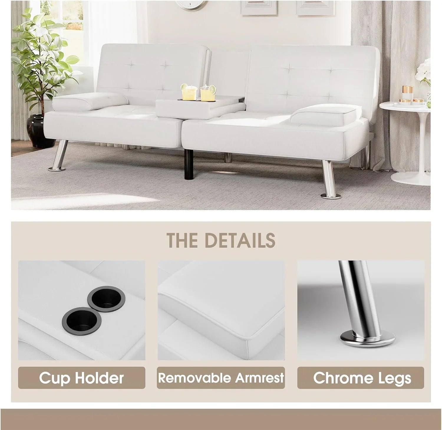 Canapé-lit futon Flamaker Ensemble futon pliant moderne Chaise longue convertible