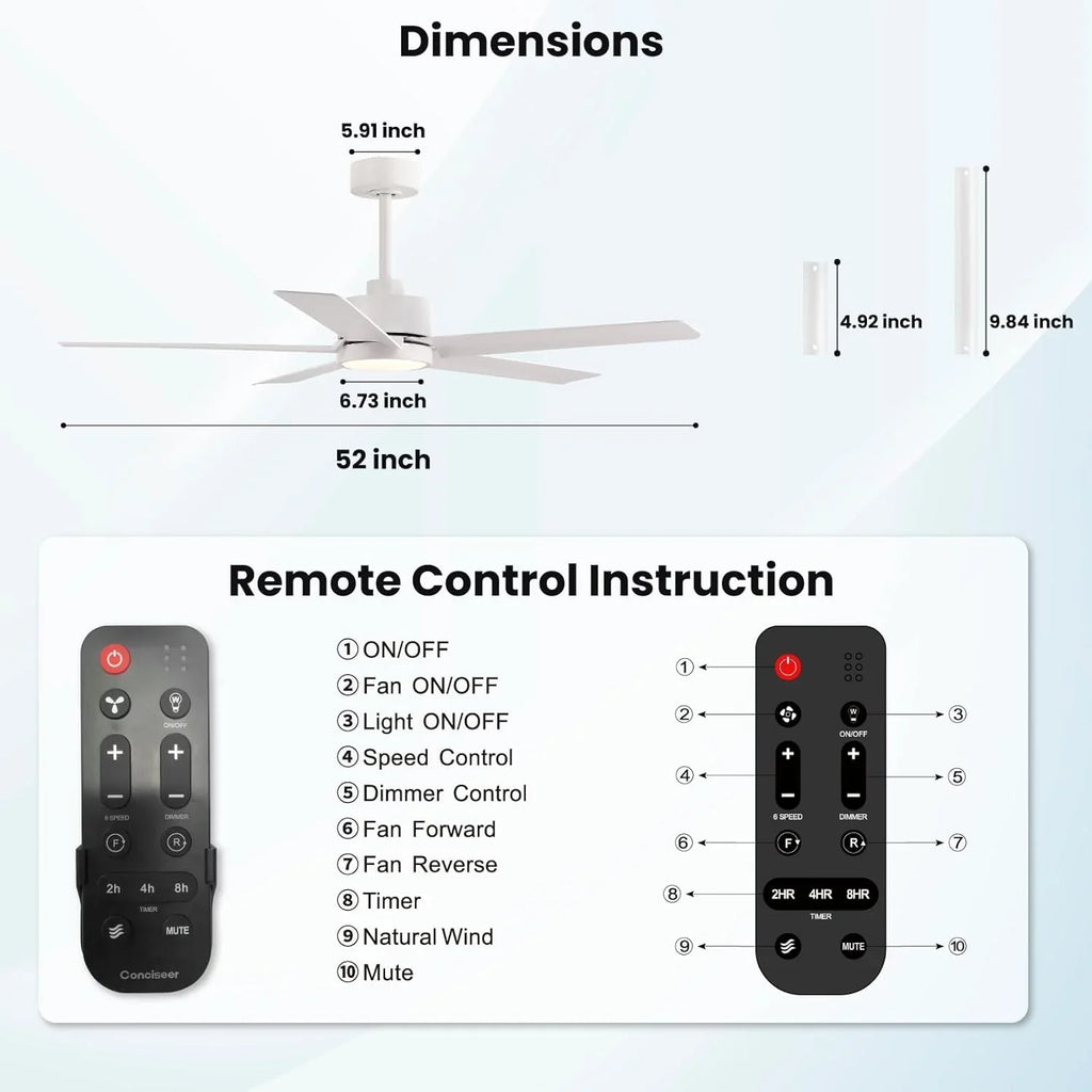 Ventilateur de plafond moderne 72 pouces chambre salon bibliothèque café extérieur/industriel