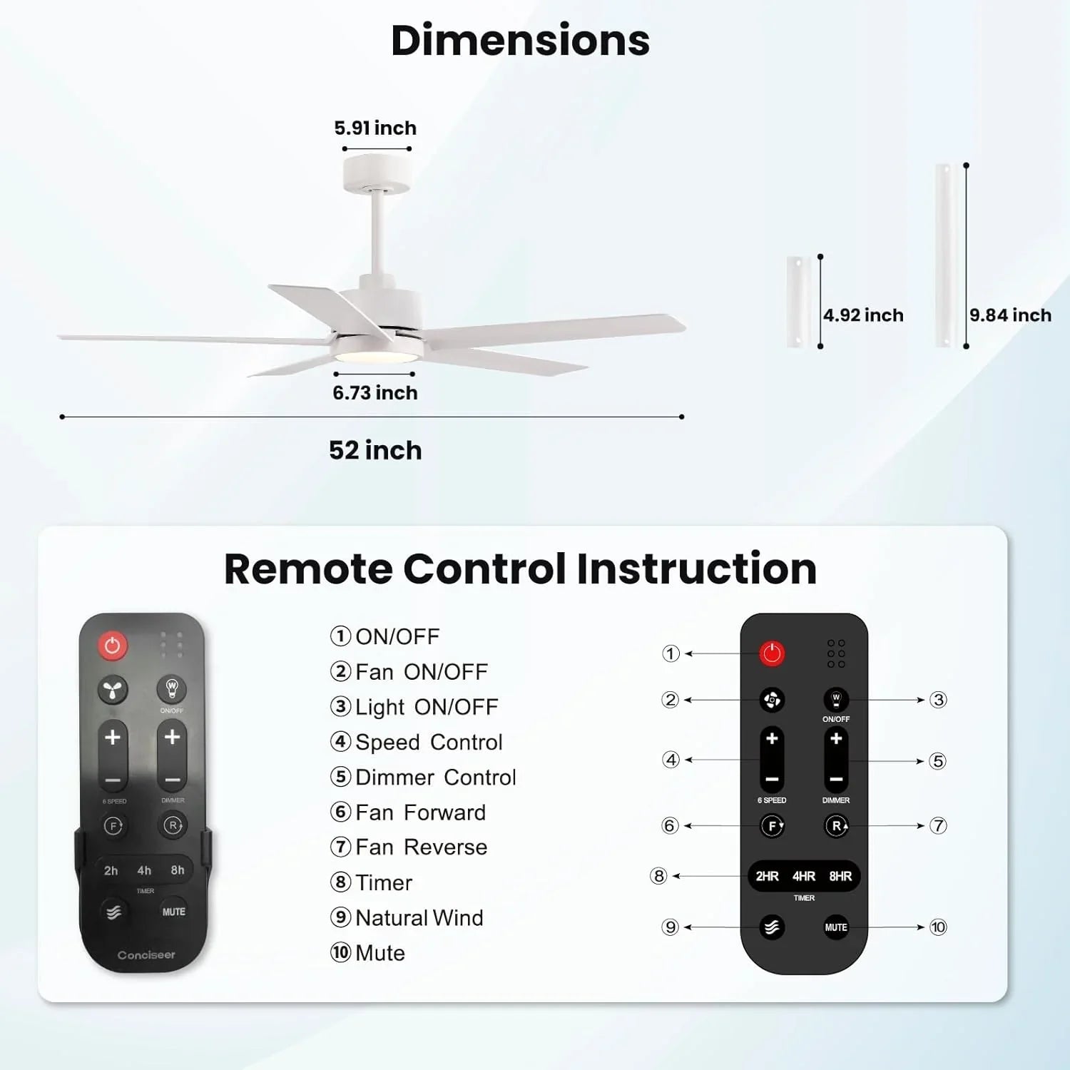 Ventilateur de plafond moderne 72 pouces chambre salon bibliothèque café extérieur/industriel