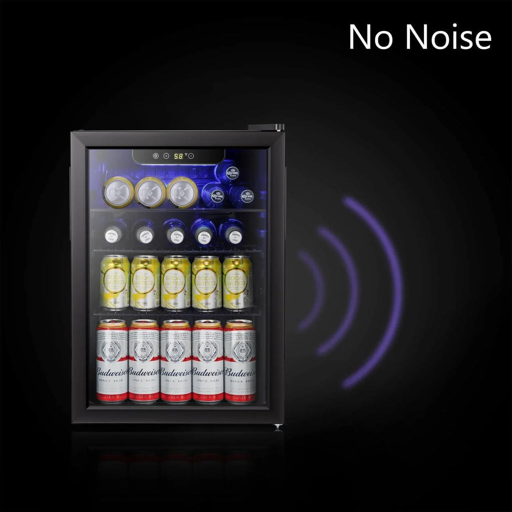 Réfrigérateur à boissons NJStar 68 canettes, mini-réfrigérateur à porte vitrée pour bière, boissons et vin, petit réfrigérateur autonome