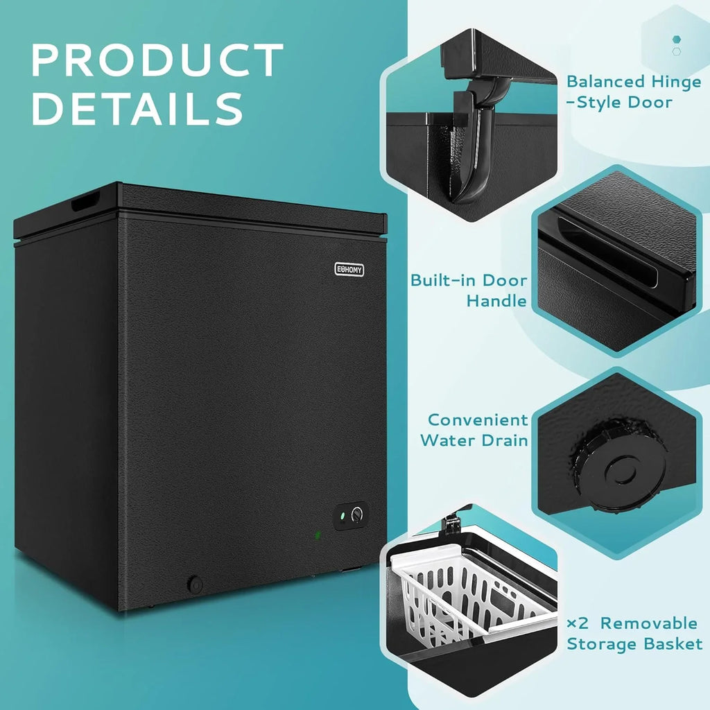 EUHOMY 3.5 Cubic Foot Upright Freezer, Small Deep Freezer, Adjustable 7 Thermostats, Quiet Mini Freezer, Freestanding Top Door
