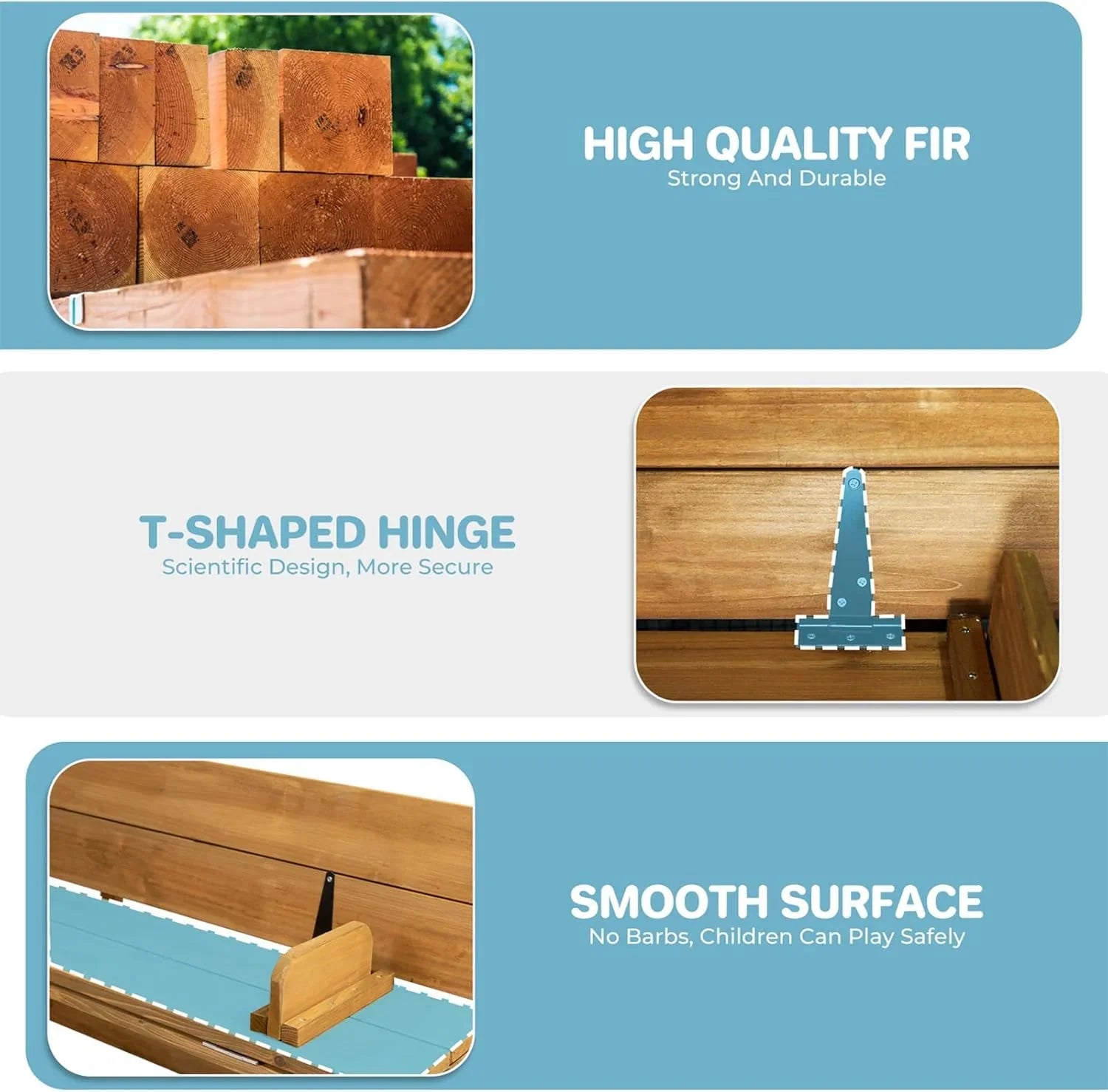 Bac à sable pour enfants avec couvercle, bac à sable extérieur en bois avec couvercle, protection UV