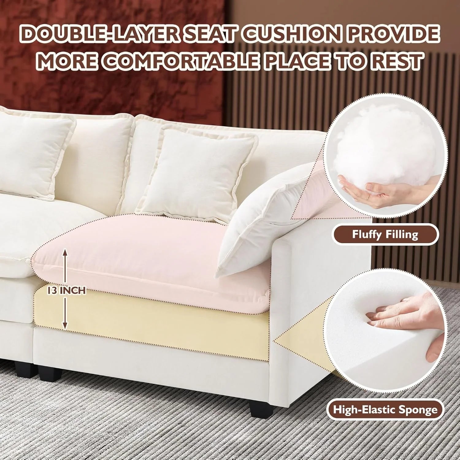 Canapé modulaire moderne en forme de U de 146 pouces d'ihanherry