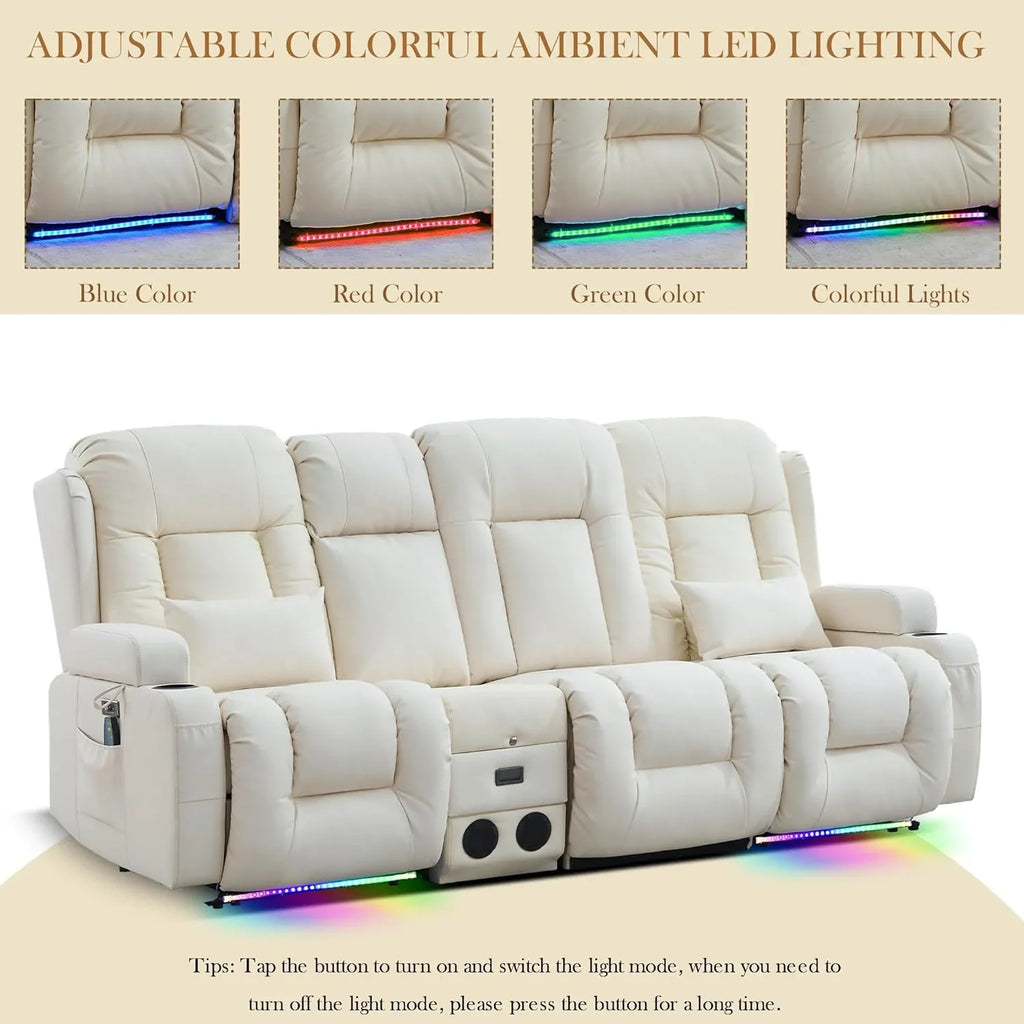 Canapé inclinable électrique TUNYI avec fonctions massage et chauffage, siège home cinéma avec console, canapé inclinable électrique pour camping-car