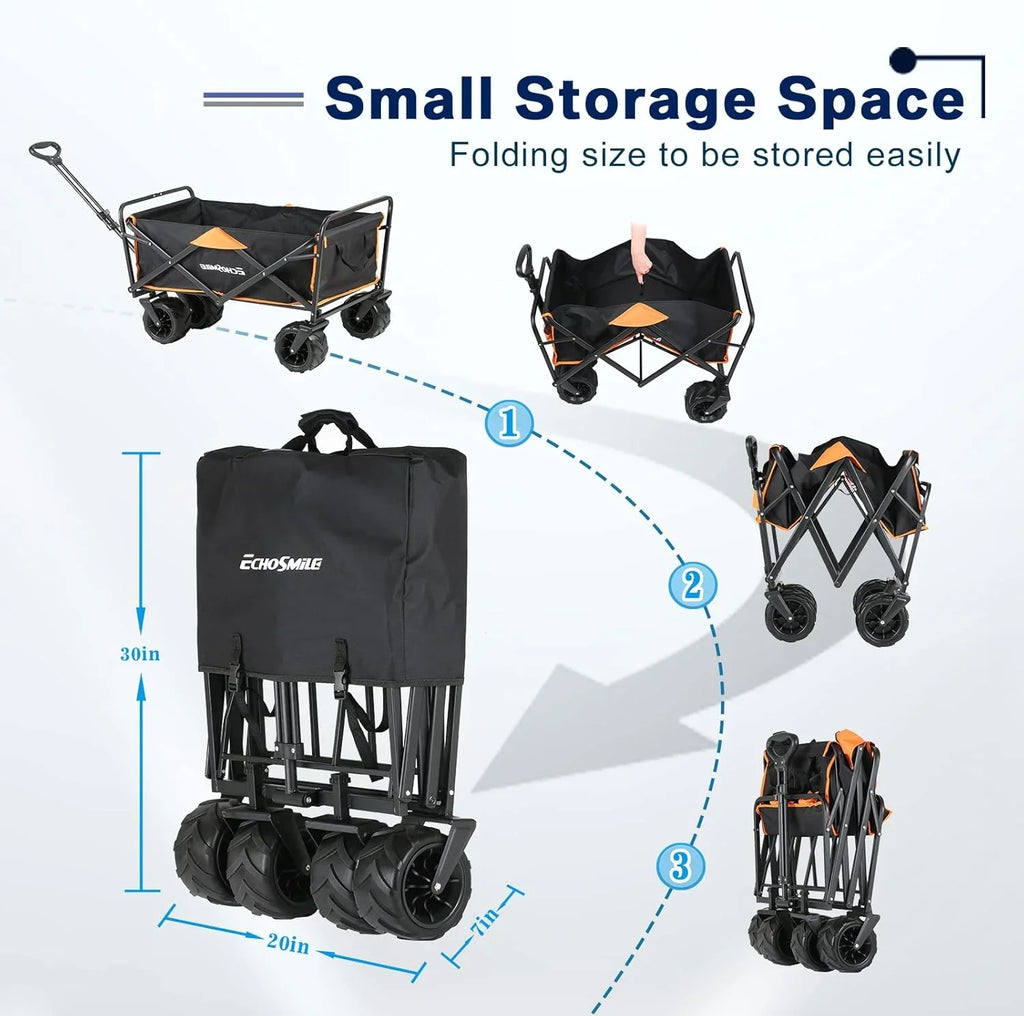 Caravane pliable robuste d'une capacité de 350 lb, caravane de camping pliante extérieure, chariot d'épicerie portable, chariot roulant réglable