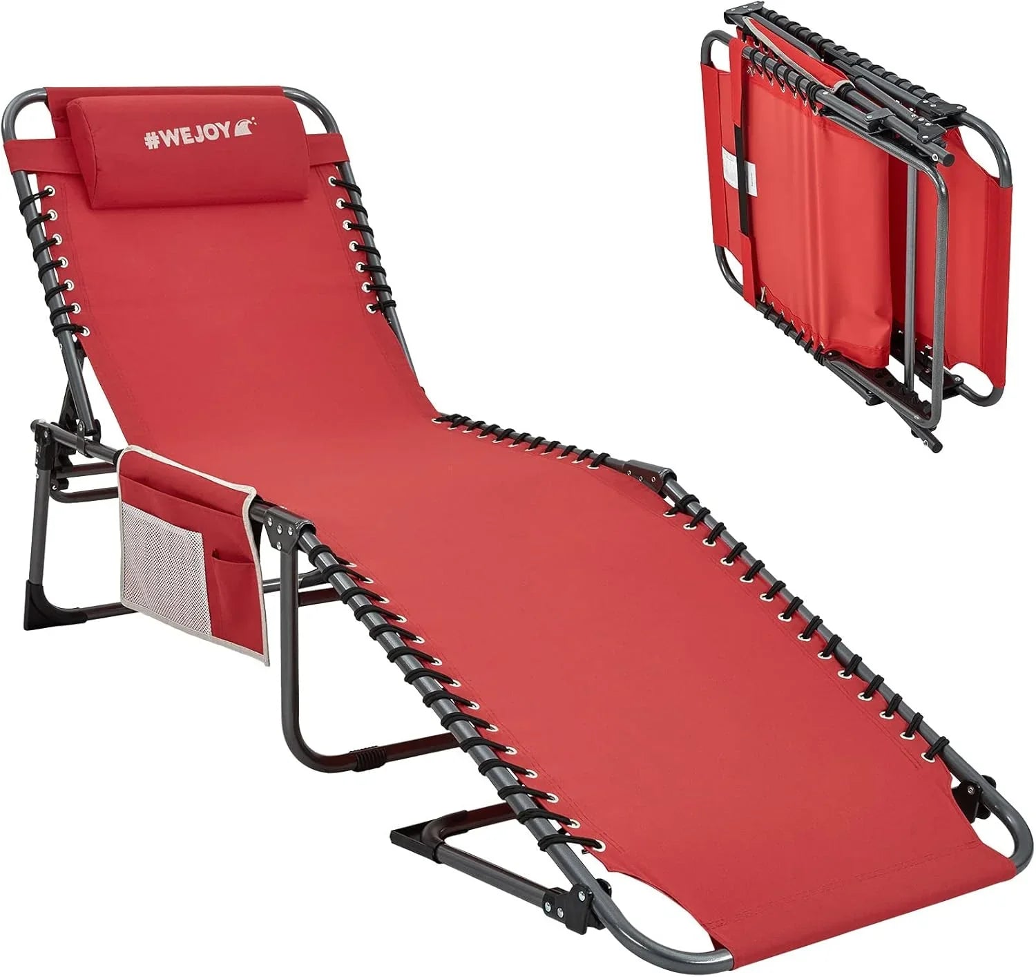 Lot de 2 chaises longues d'extérieur - Chaise longue pliante portable pour patio, piscine, camping, inclinable et réglable sur 5 positions