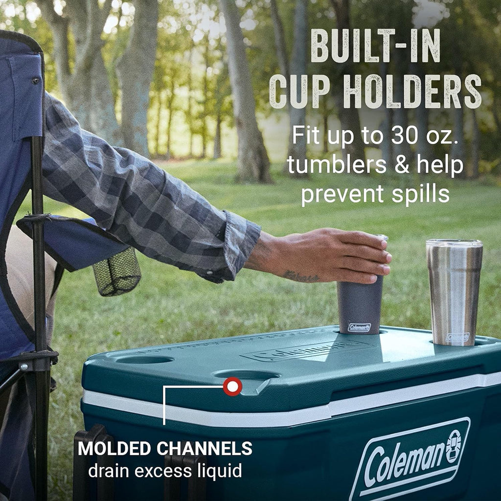 Glacière portable isotherme à roulettes Coleman, glacière rigide d'extérieur étanche, conserve la glace jusqu'à 5 jours, 100 litres