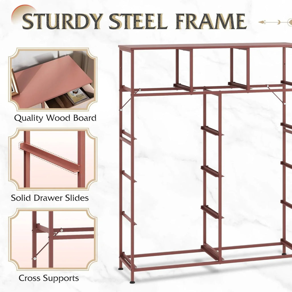 Unité de rangement avec 11 bacs en tissu, tiroirs de rangement avec cadre en acier, grande tour de rangement