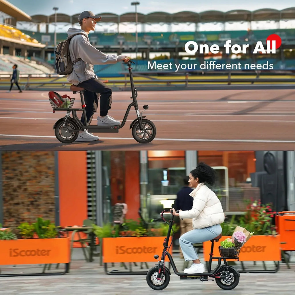 Trottinette électrique iScooter avec siège, autonomie de 60/34 km, vitesse de pointe de 45/39/25 km/h, double suspension avec panier