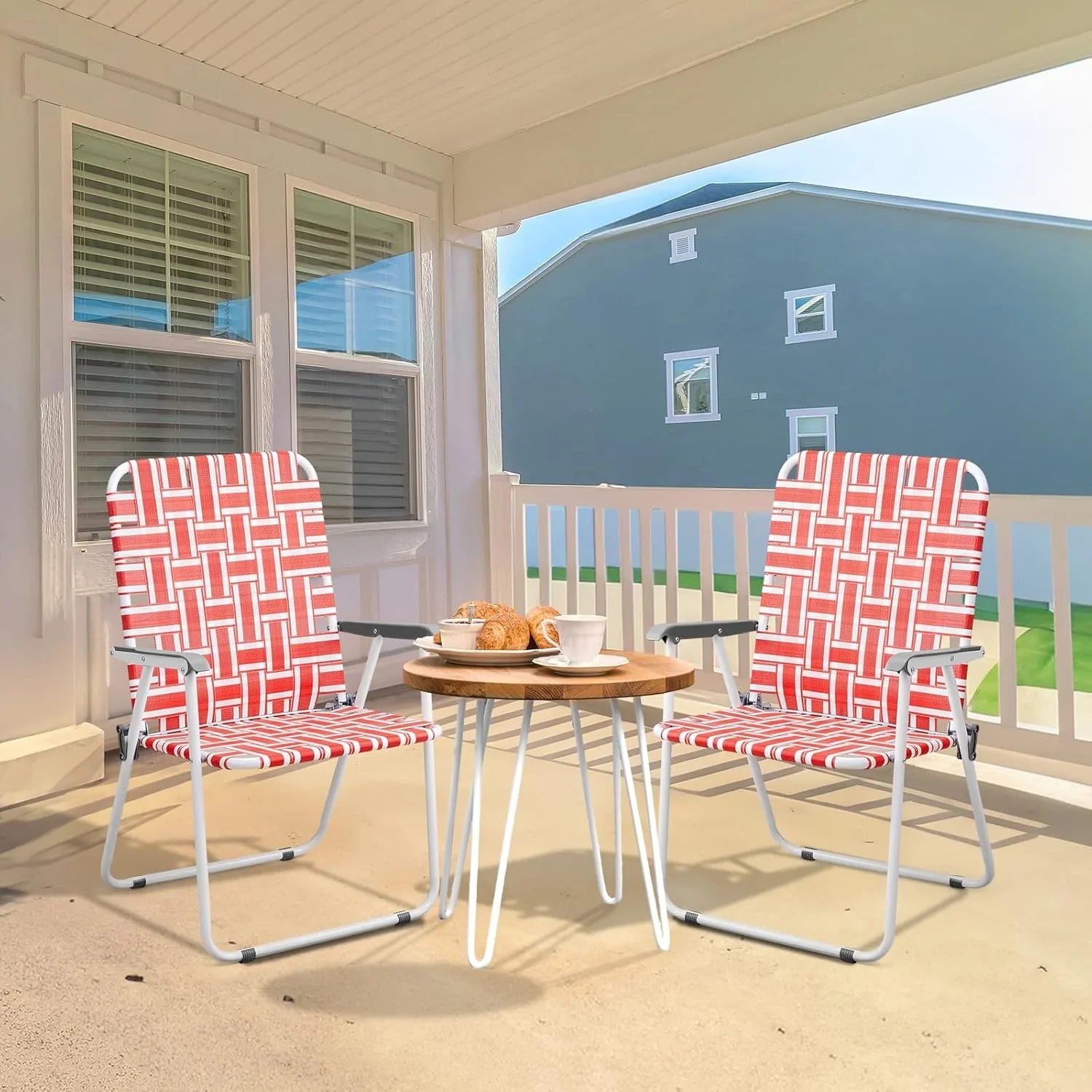 Lot de 2 chaises pliantes en toile pour patio VINGLI, chaise de plage portable pour extérieur, chaise de camping