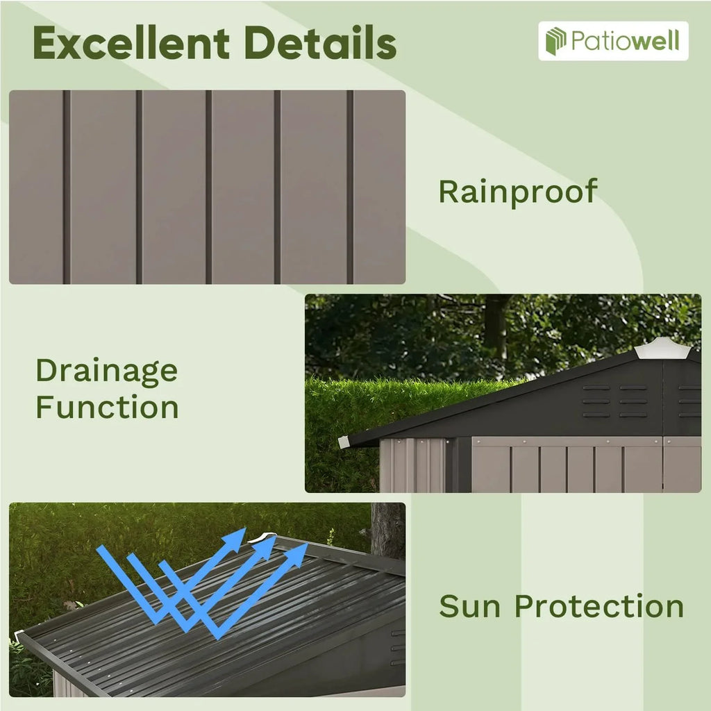 Patiowell Abri de rangement extérieur 5 x 3 pi, abri à outils avec toit en pente et porte verrouillable