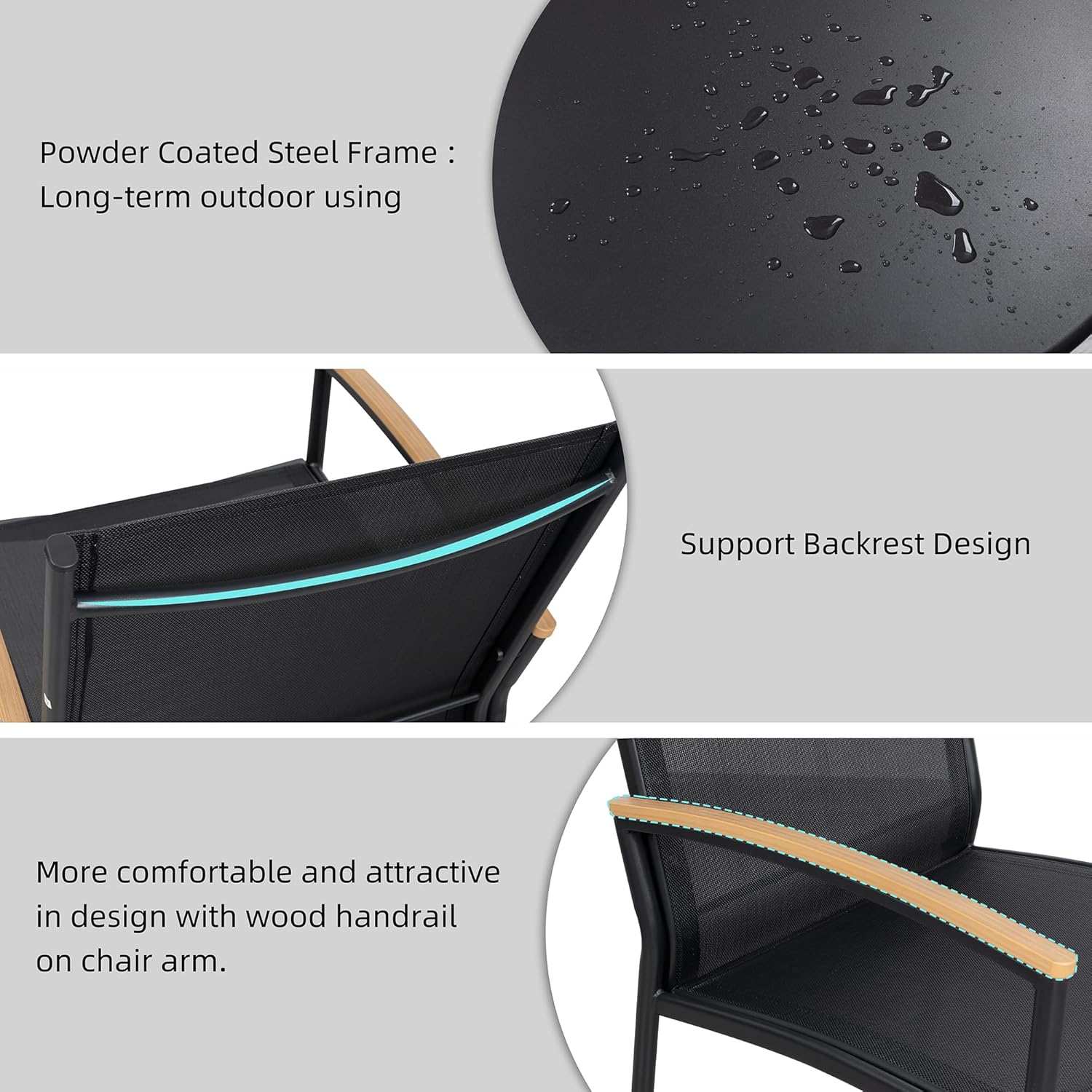 Ensemble bistro de patio 3 pièces Shintenchi Ensemble bistro de réception en tissu